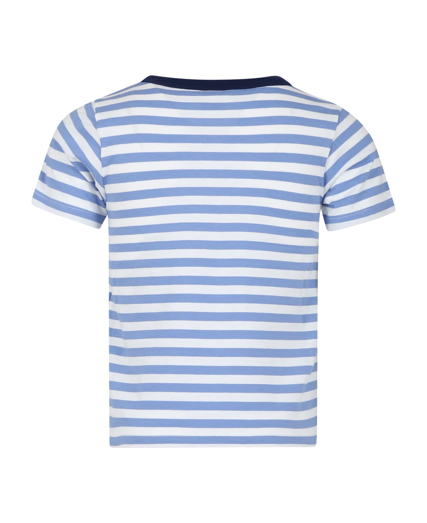 Petit Bateau Light Blue T-shirt For Boy With Stripes - Light Blue Tシャツ＆ポロシャツ