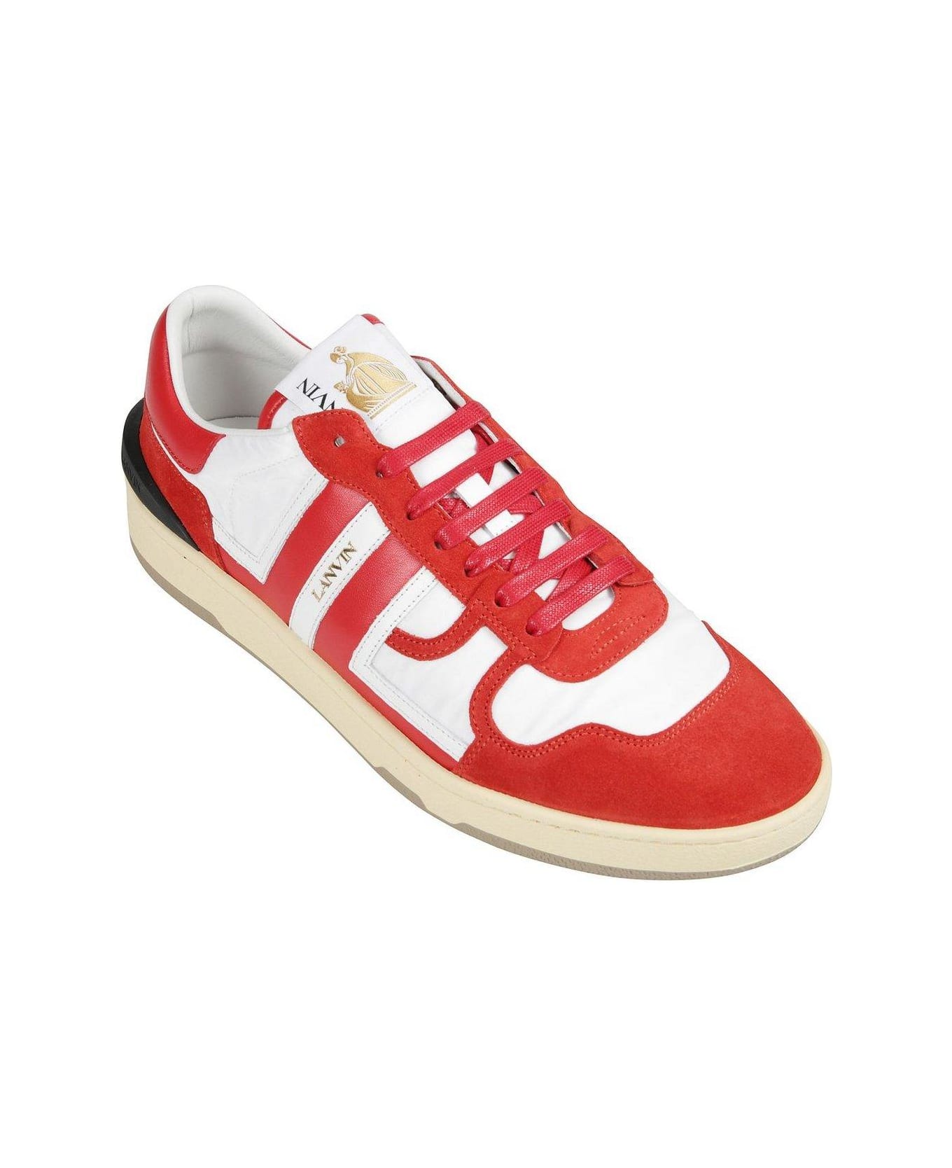 Lanvin Logo Printed Lace-up Sneakers - ROUGE/BLANC