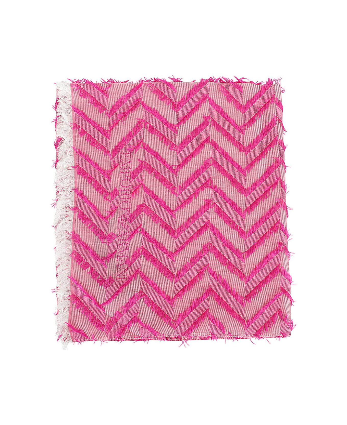 Emporio Armani Frayed Edge Chevron Scarf - Fuchsia