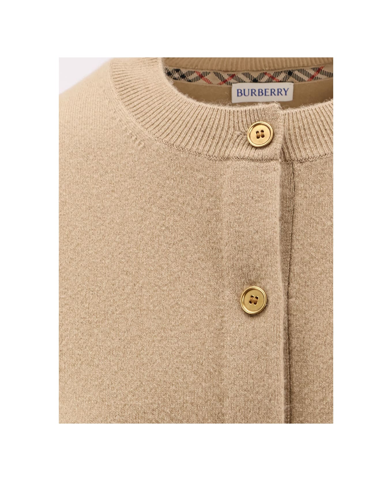 Burberry Clara Cashmere Blend Cardigan - FLAX