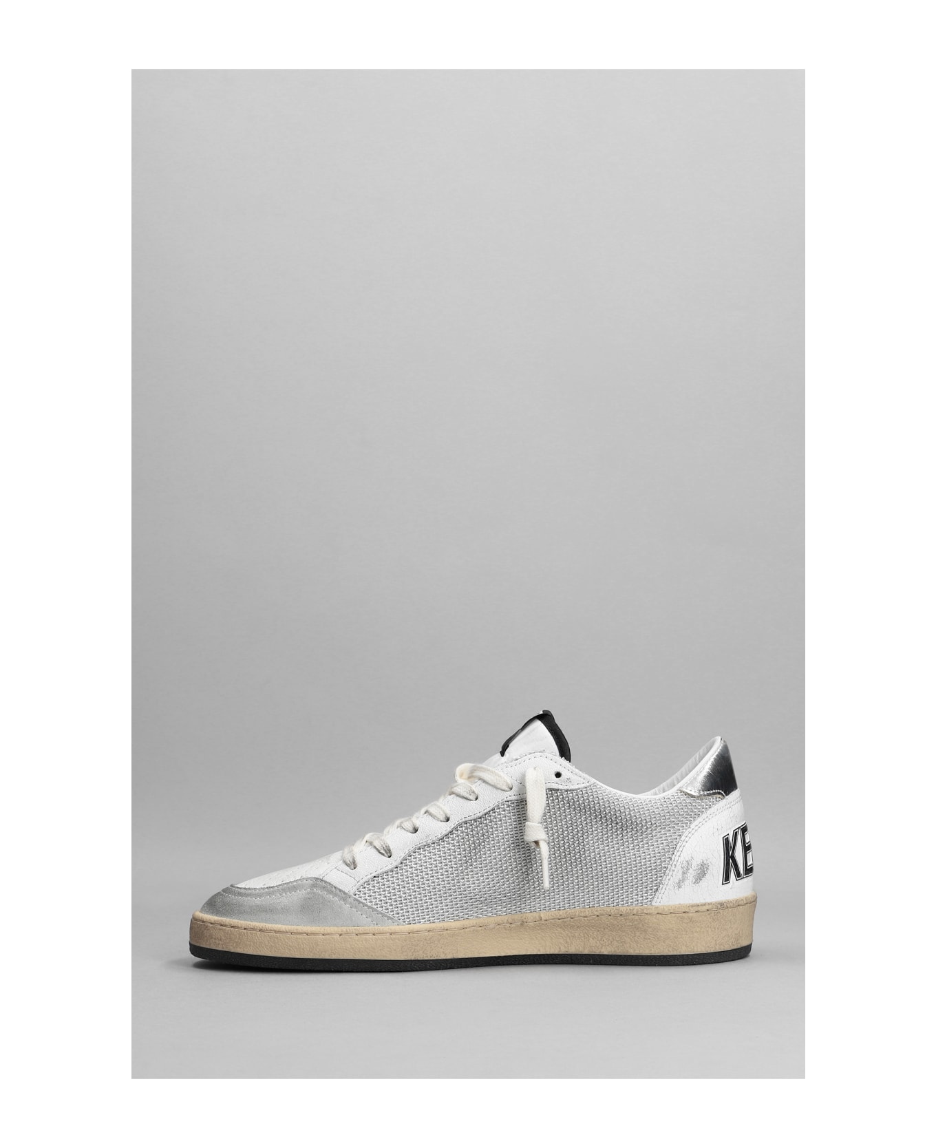 Golden Goose Ball Star Sneakers In White Leather And Fabric - Light silver/black/white/silve