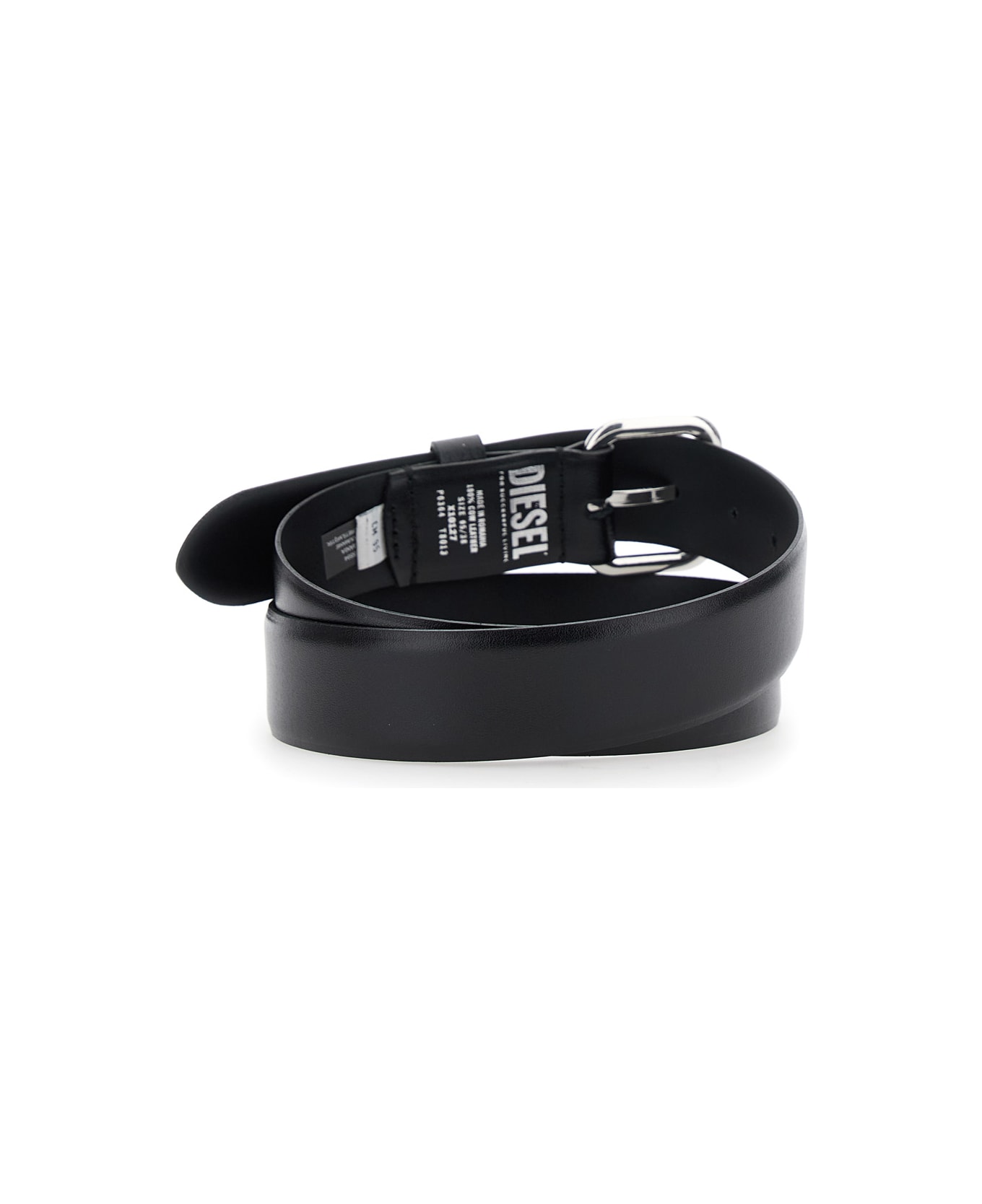 Diesel Black Belt With 1dr Buckle In Leather Man - Black