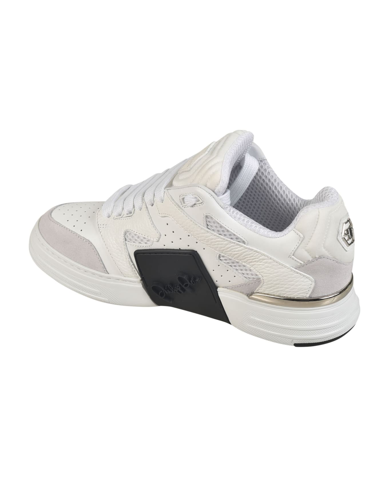 Philipp Plein Mix Leather Sneakers - White スニーカー