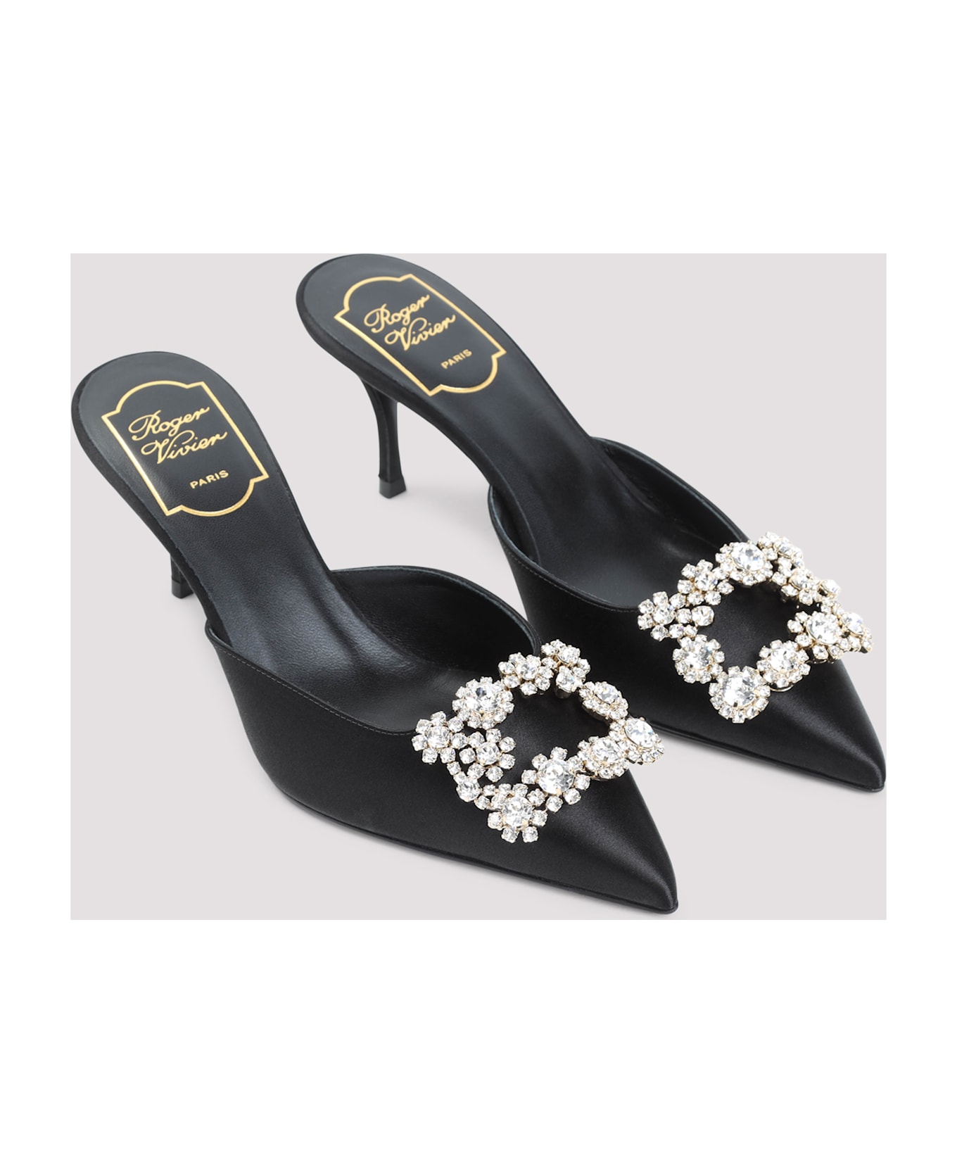 Roger Vivier Flower Strass 65 Mules - Nero
