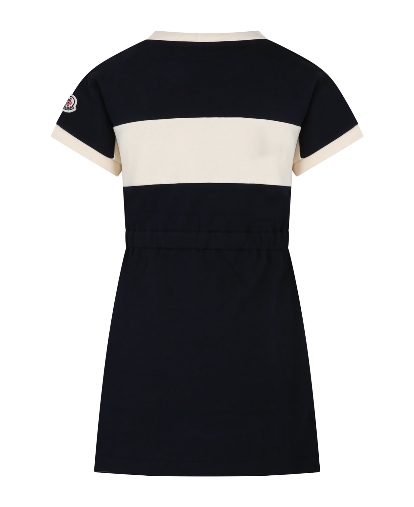Moncler Blue Dress For Girl With Logo - Blue ワンピース＆ドレス