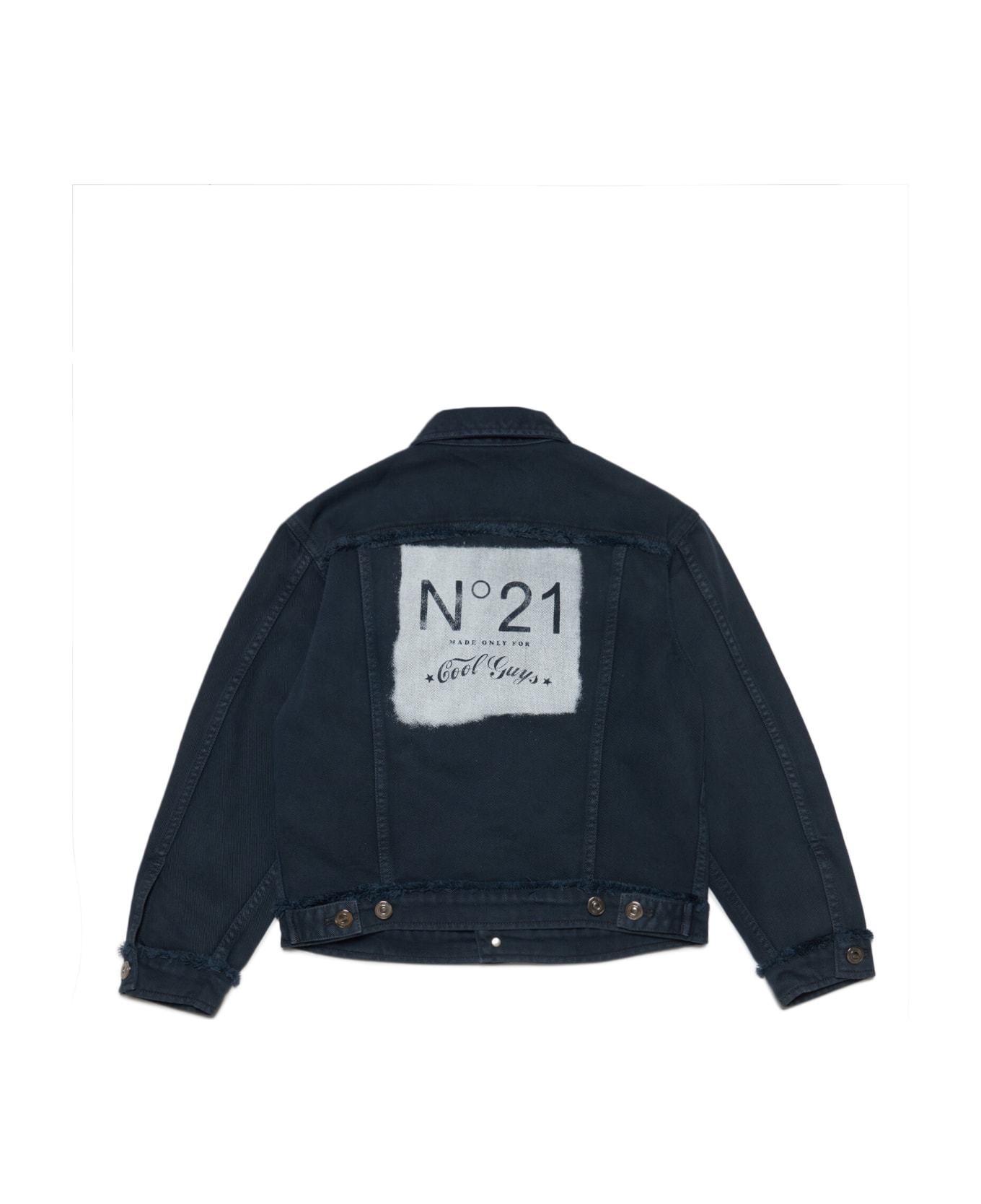 N.21 N21j70u Jacket N°21 Vintage-effect Grey Denim Jacket With Logo On The Back - Dark grey