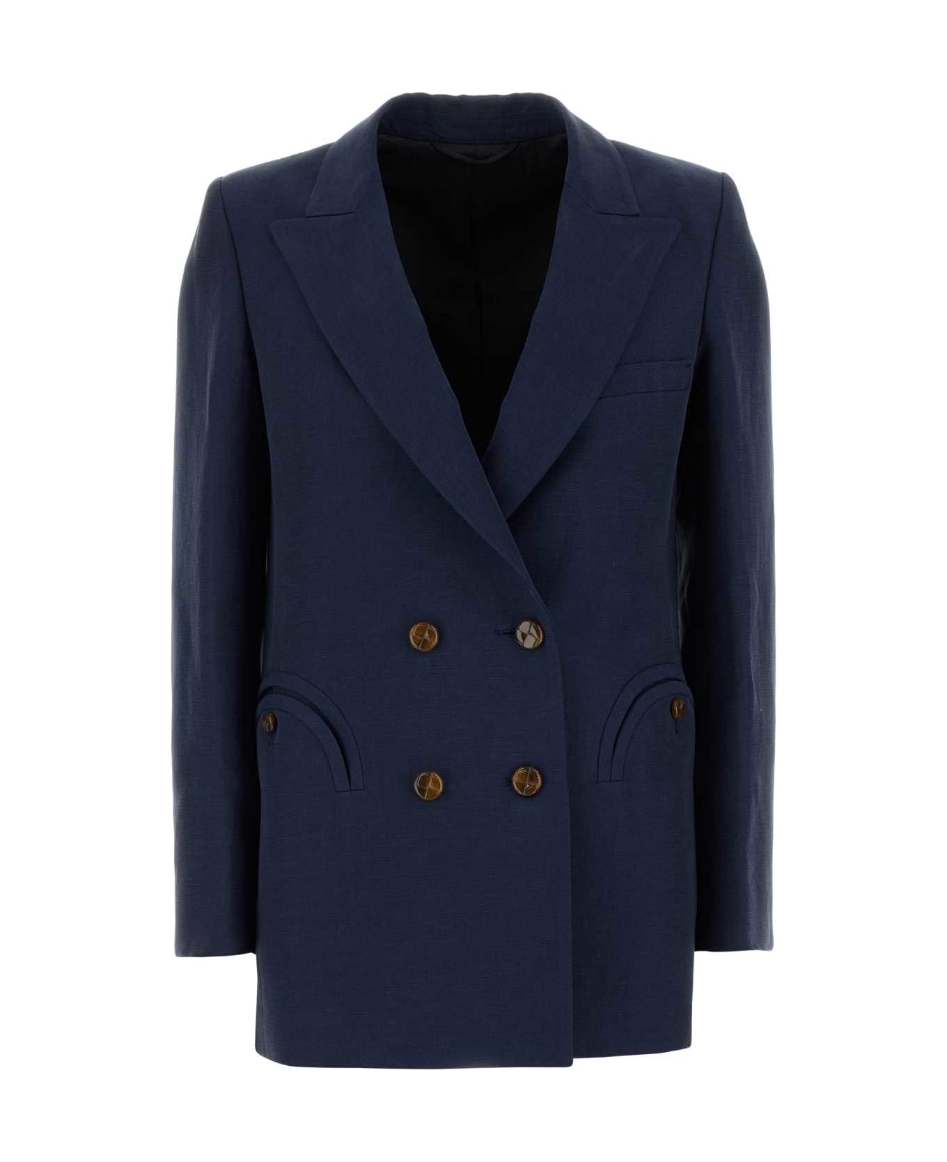 Blazé Milano Navy Blue Linen Blend Savannah Everyday Blazer - NAVY