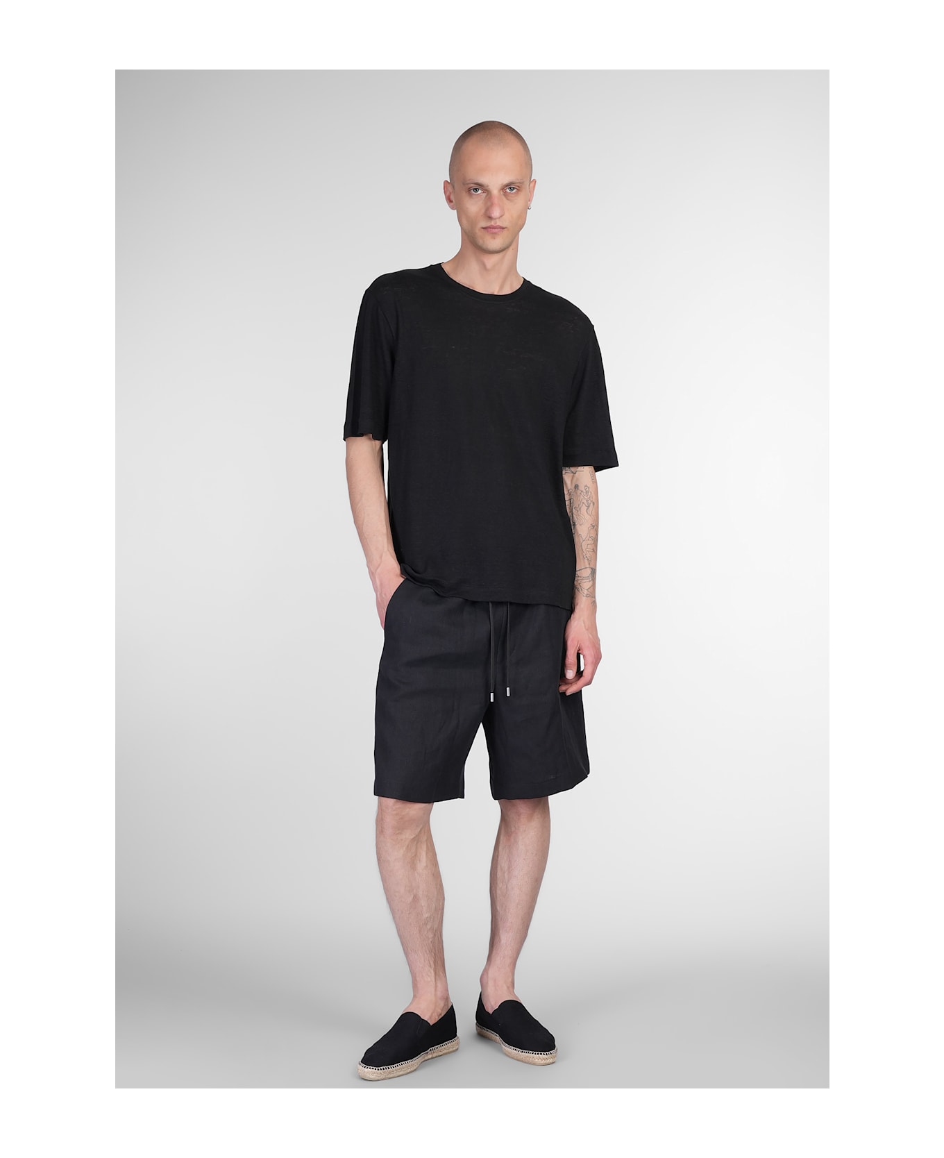 Lardini T-shirt In Black Linen - black