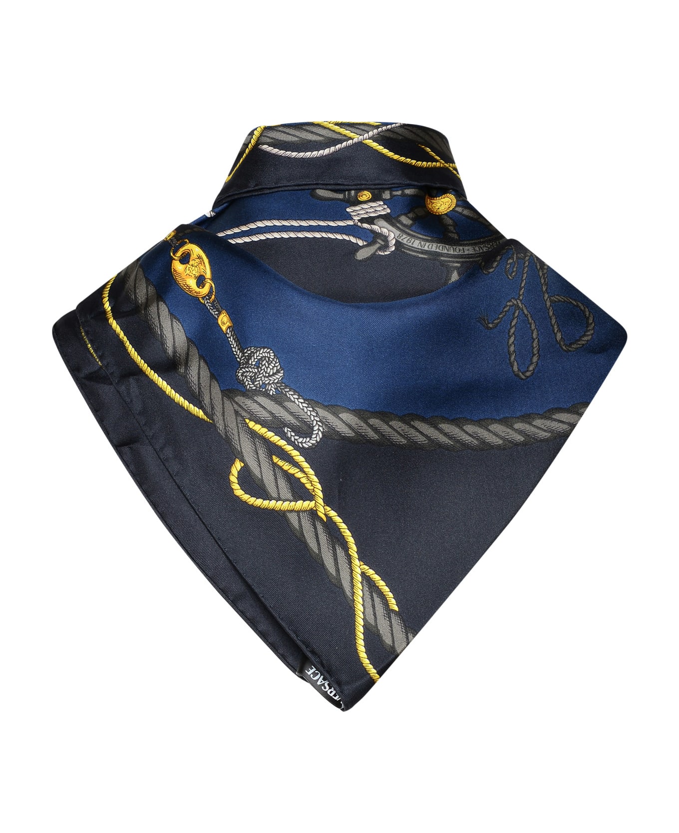 Versace Blue Silk Scarf - Navy スカーフ