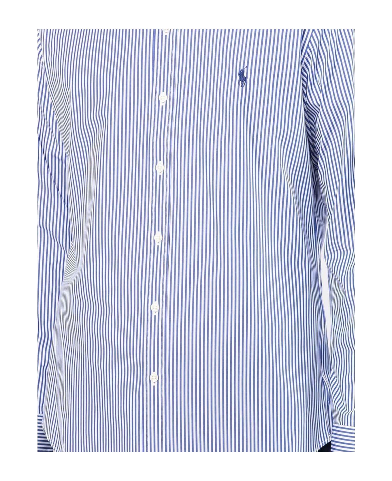 Ralph Lauren Blue Cotton Pinstripe Shirt - Blue White