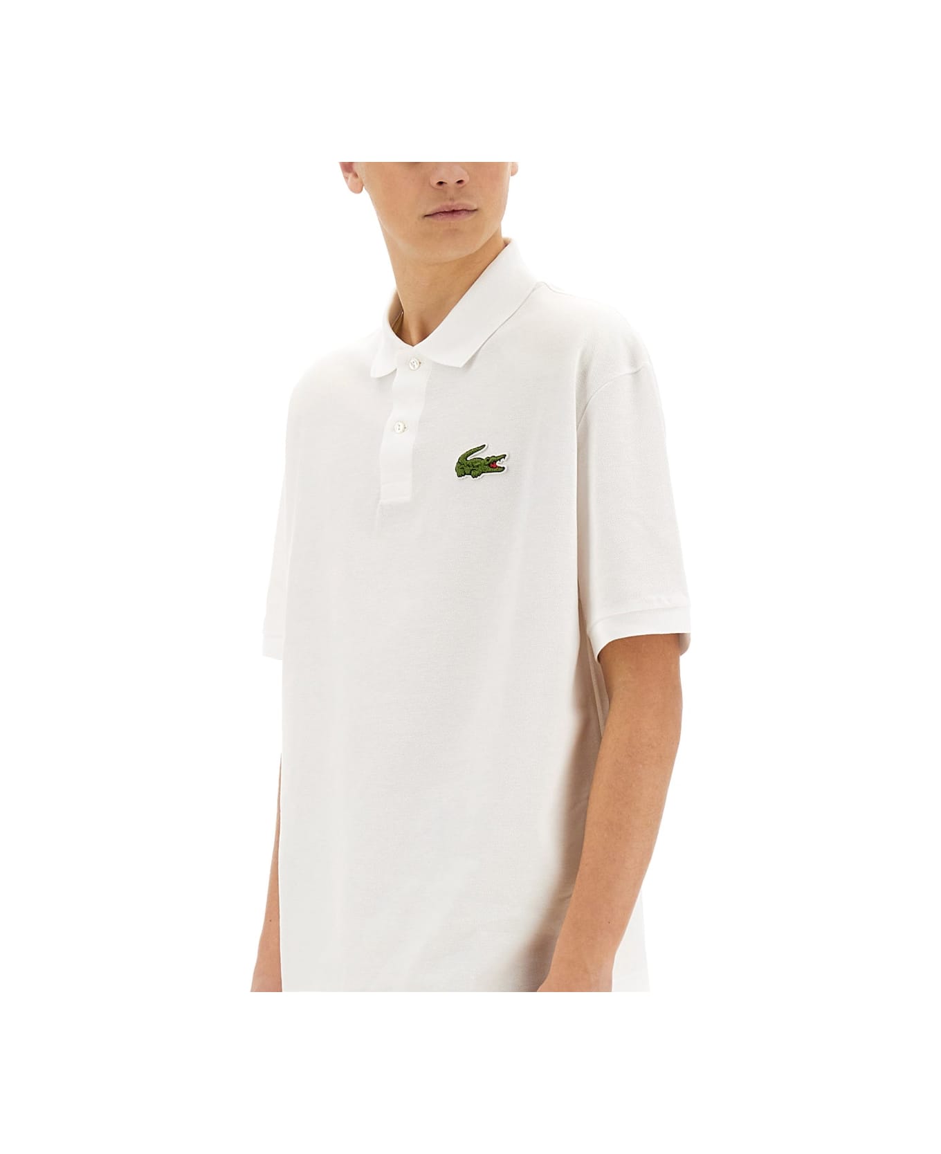 Lacoste Loose Fit Pique Polo Shirt - WHITE