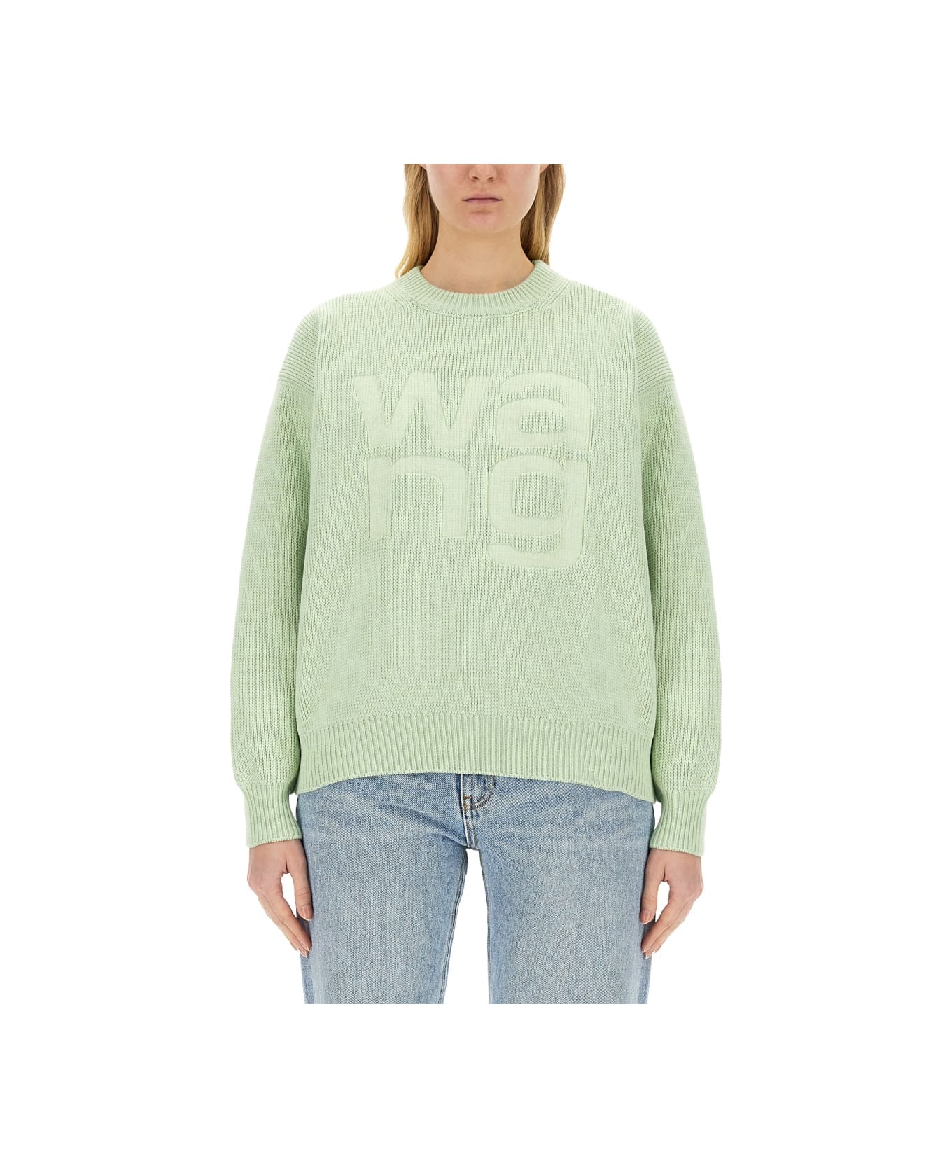 T by Alexander Wang Jersey With Logo - GREEN ニットウェア