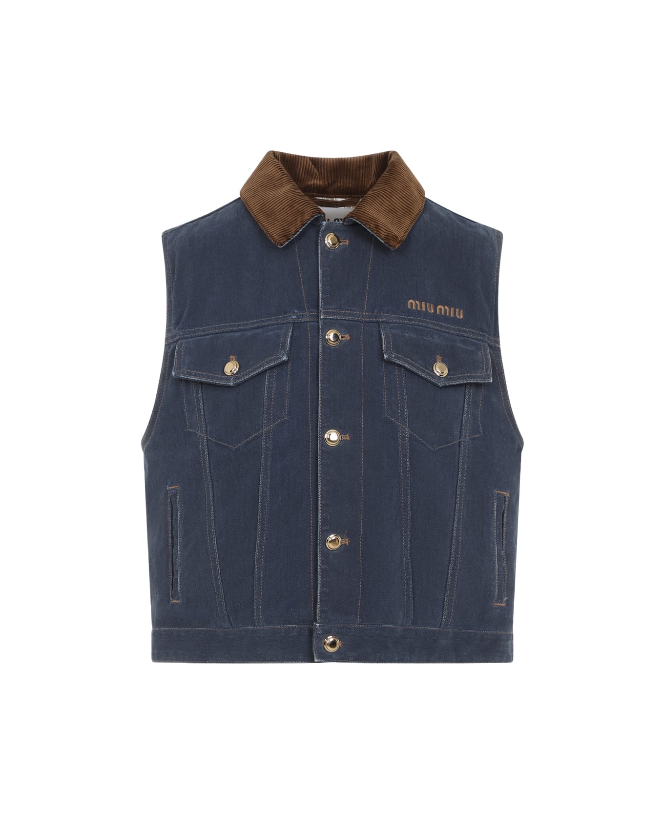 Miu Miu Denim Flock Jacket - Bleu