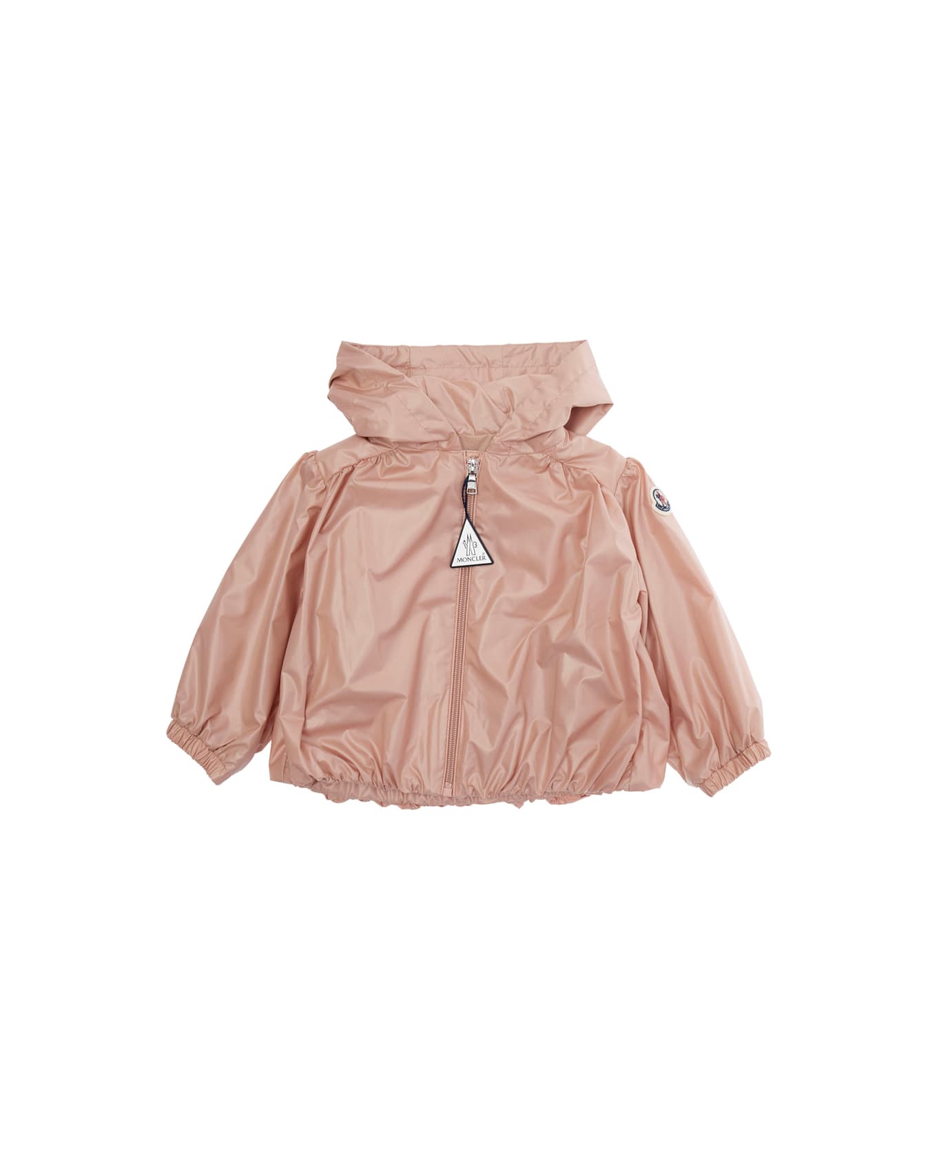 Moncler 
chazeron
 Pink Jacket With Logo Plaque On The Zip Puller And Logo Patch On The Sleeve In Tech Fabric Baby - Pink