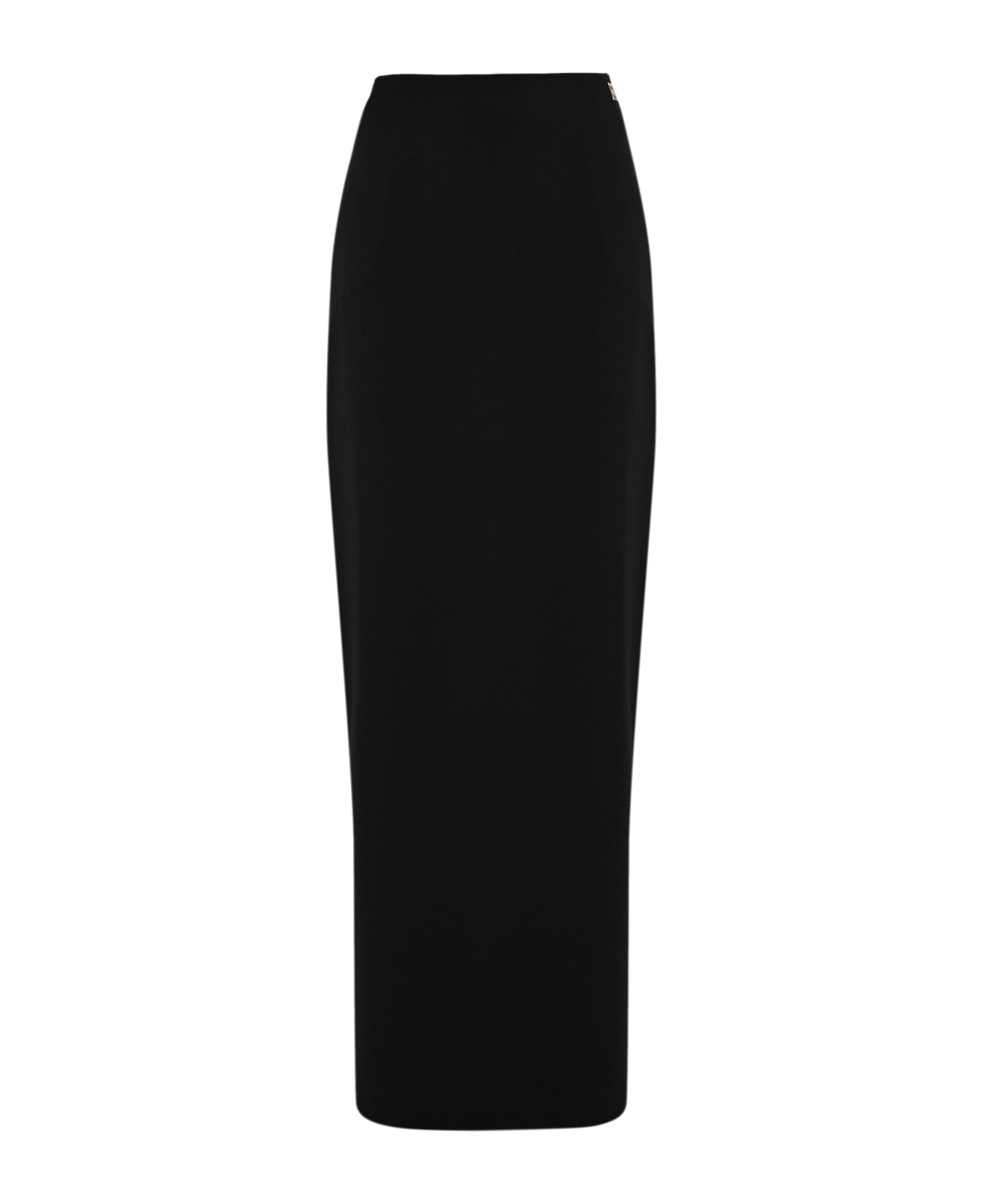 Elisabetta Franchi Long Skirt In Light Crepe With Slit - Black
