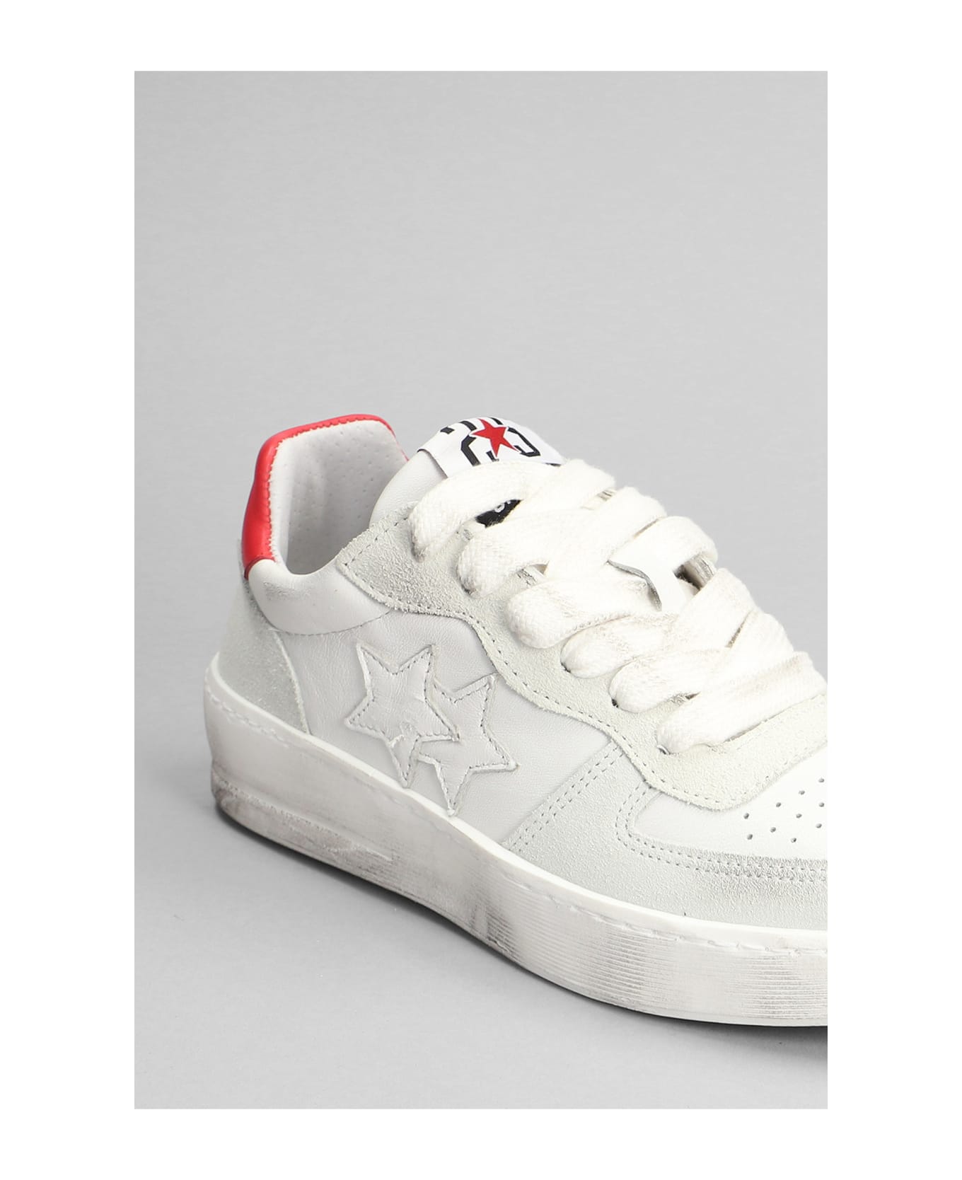 2Star Padel Star Sneakers In White Suede And Leather - white