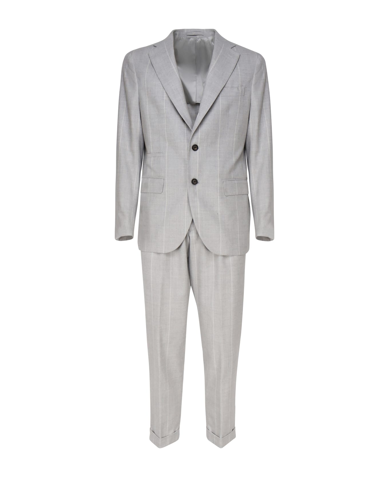 Eleventy Single-breasted Suit With Double Button - LIGHT MELANGE GRey