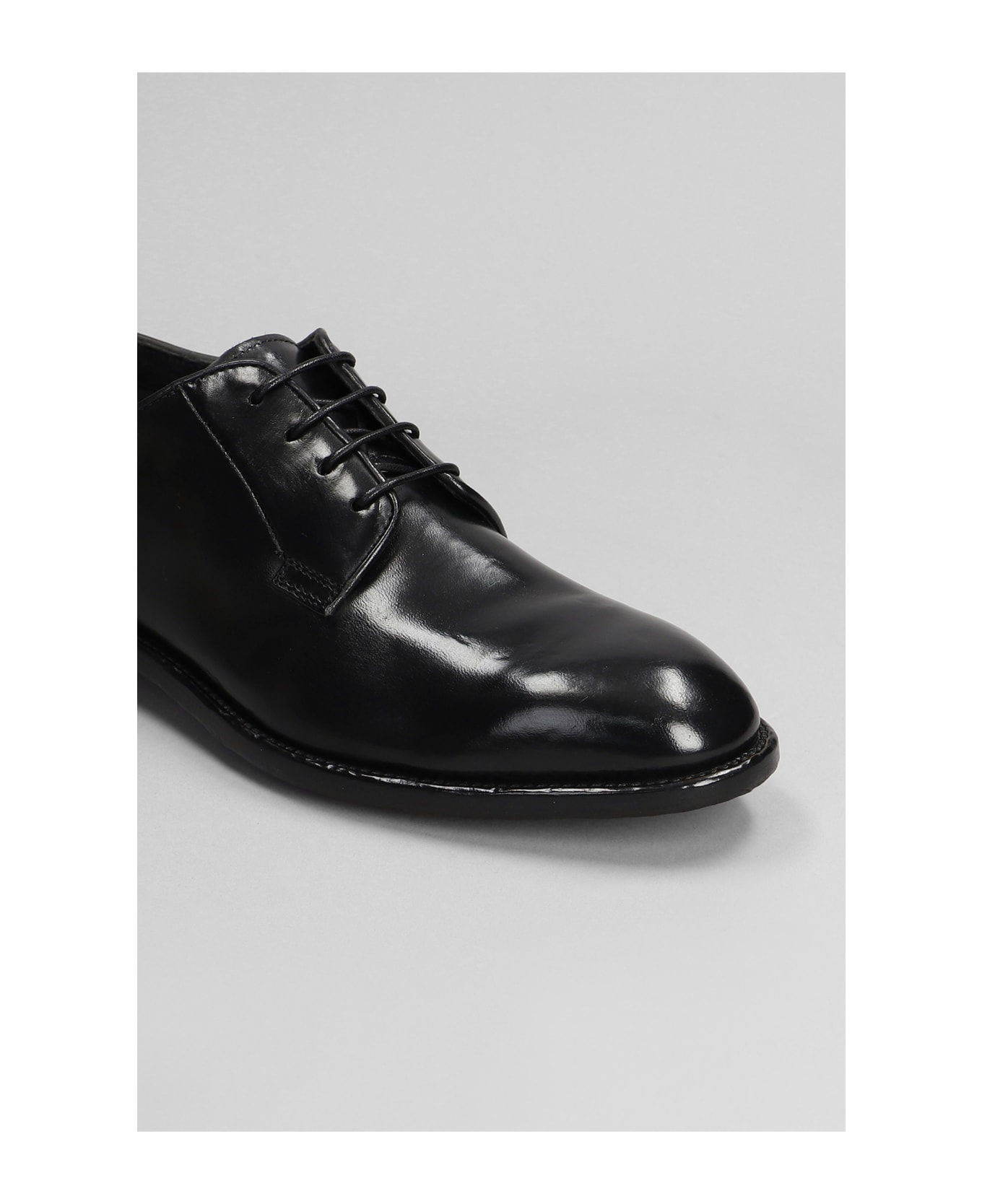 Officine Creative Signature 001 Lace Up Shoes In Black Leather - black
