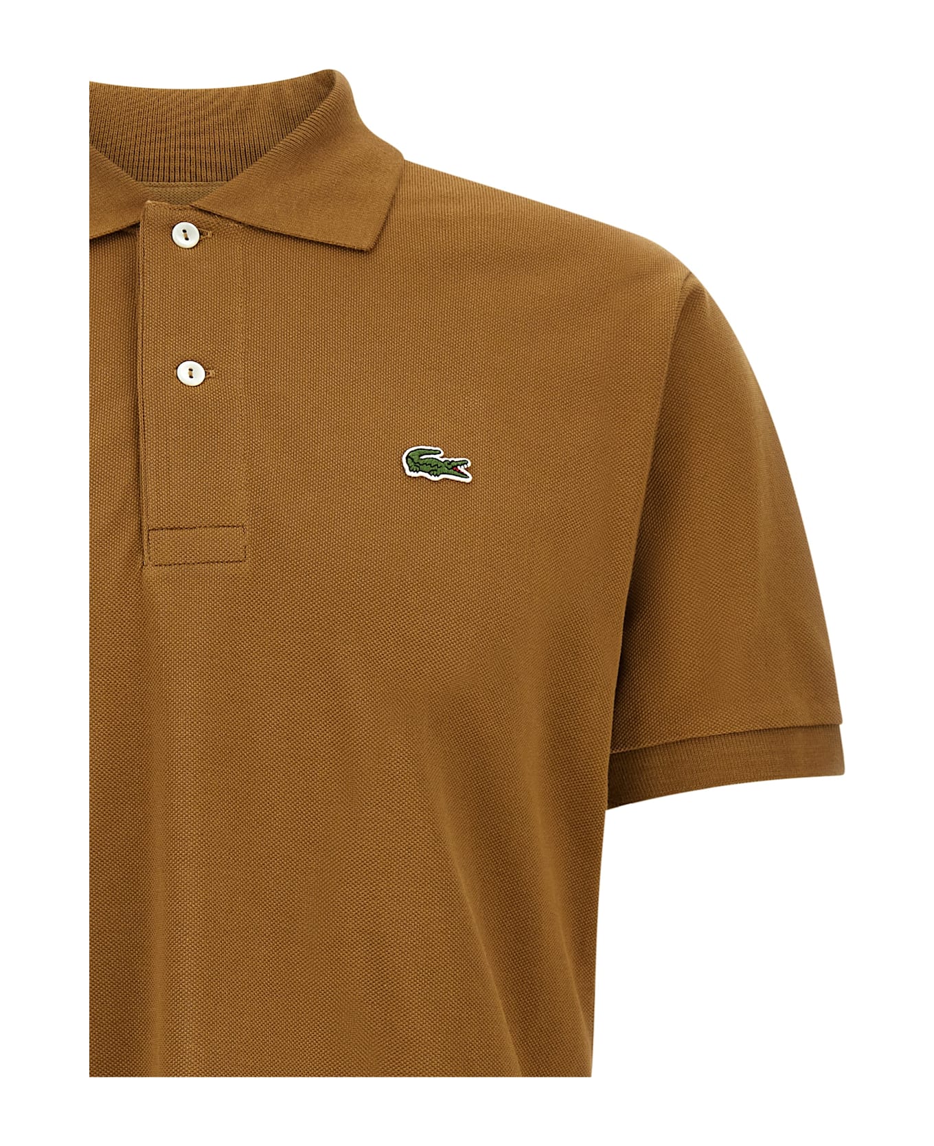 Lacoste Logo Patch Polo Shirt - Brown