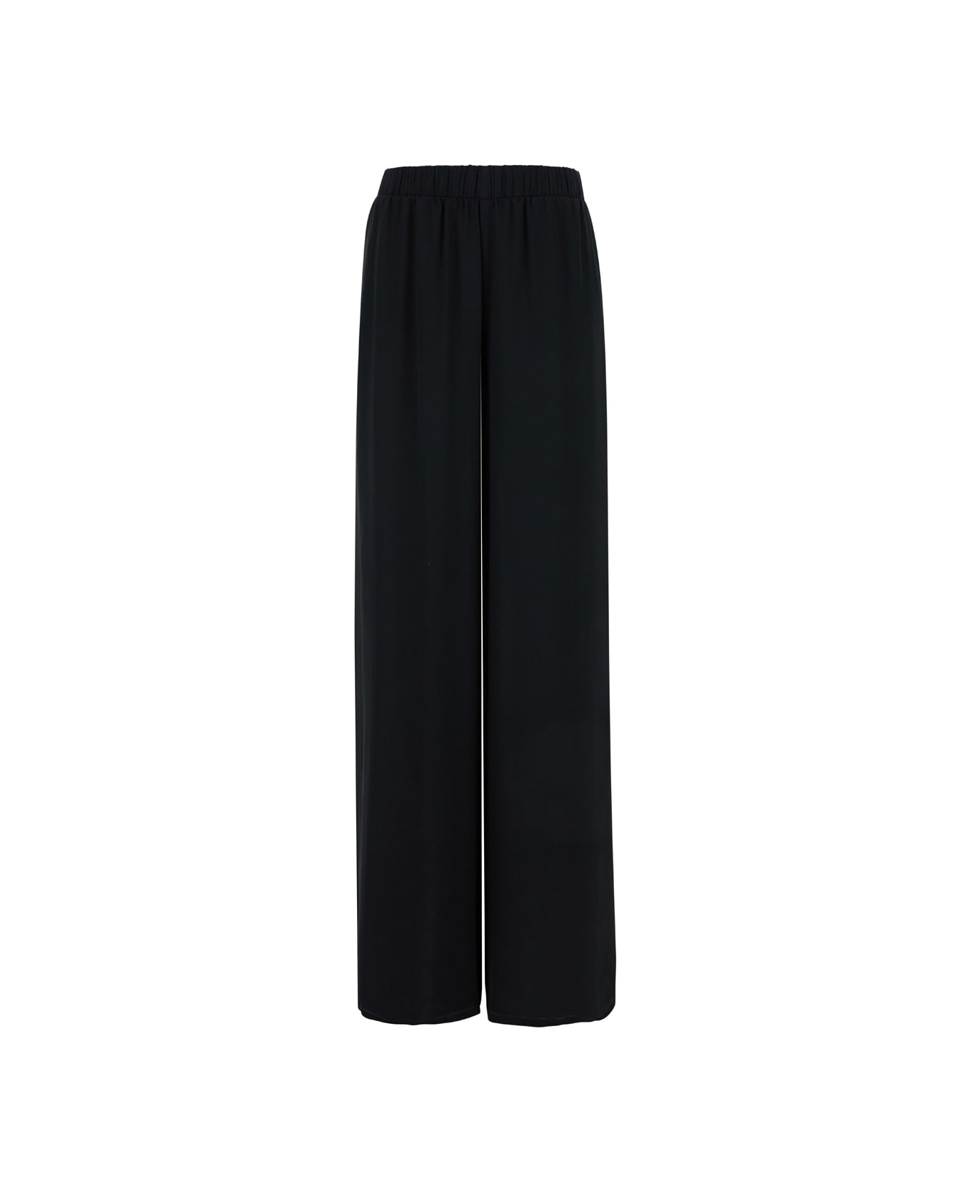 Federica Tosi Black Trousers With Elastic Waistband In Silk Blend Woman - Black ボトムス