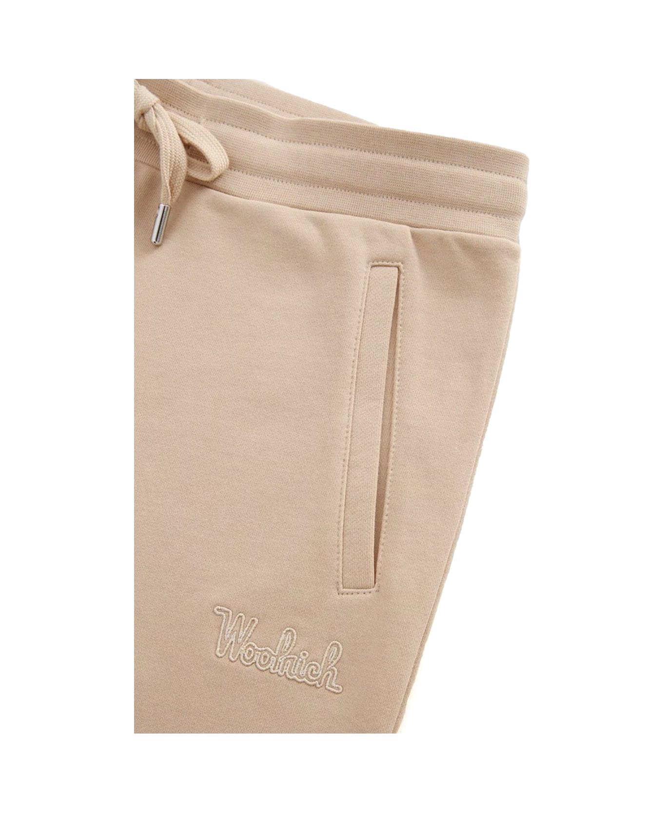 Woolrich Trousers With Logo - FEATHER BEIGE