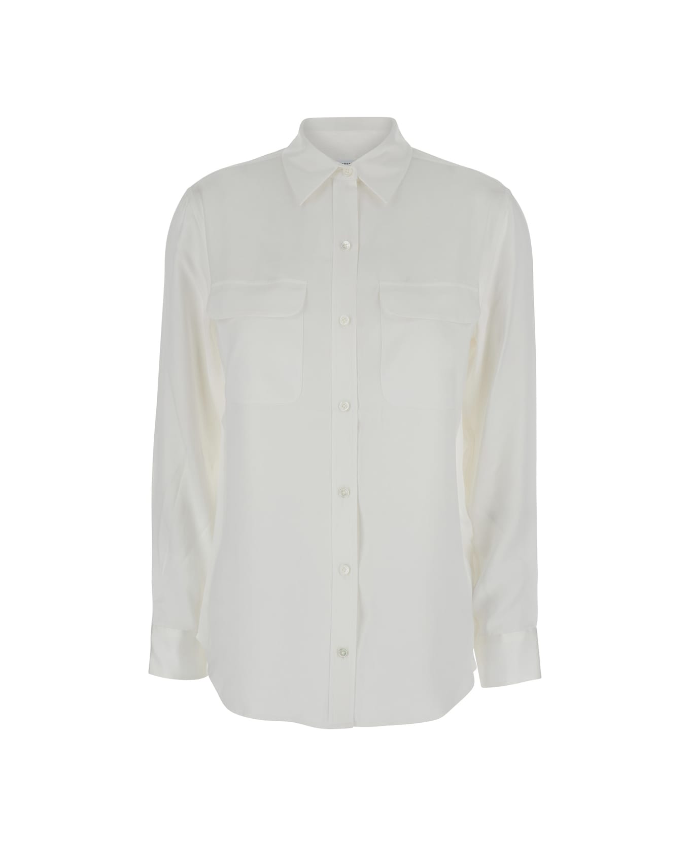 Equipment 'signature' White Shirt With Patch Pockets In Satin Woman - White