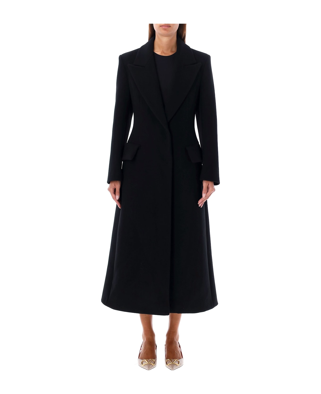 Valentino Garavani Long Wool Coat - NERO