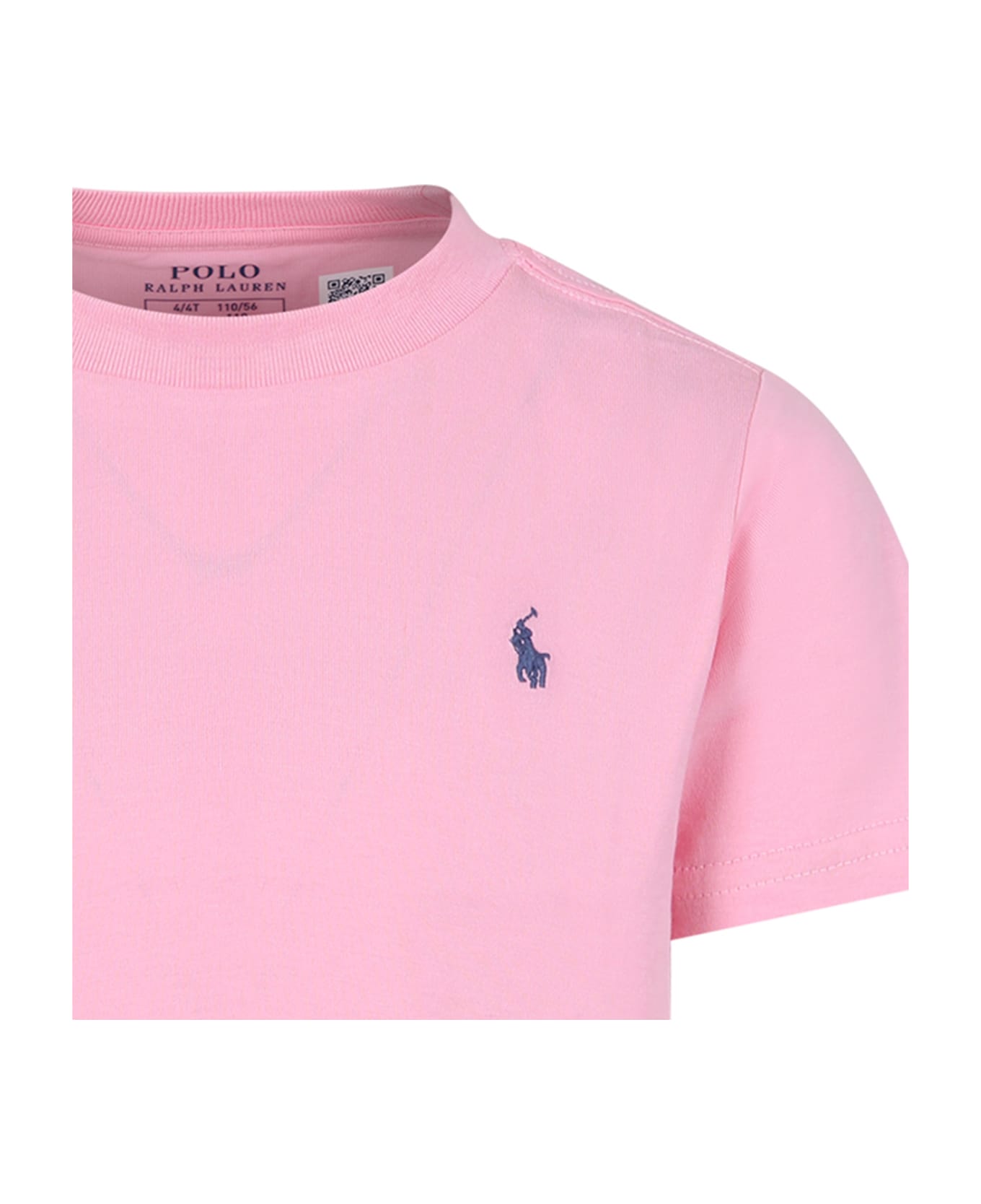 Ralph Lauren Pink T-shirt For Girl With Pony - Pink Tシャツ＆ポロシャツ