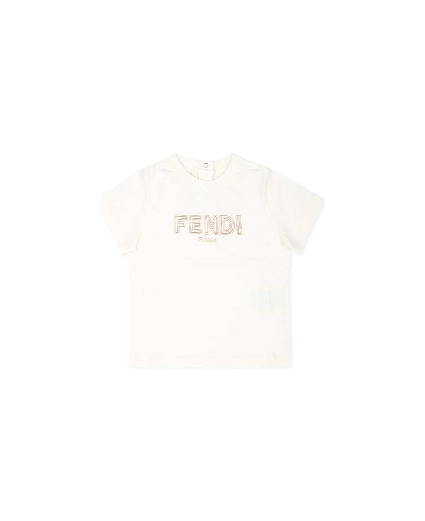 Fendi White T-shirt For Bbaykids With Fendi Logo - White