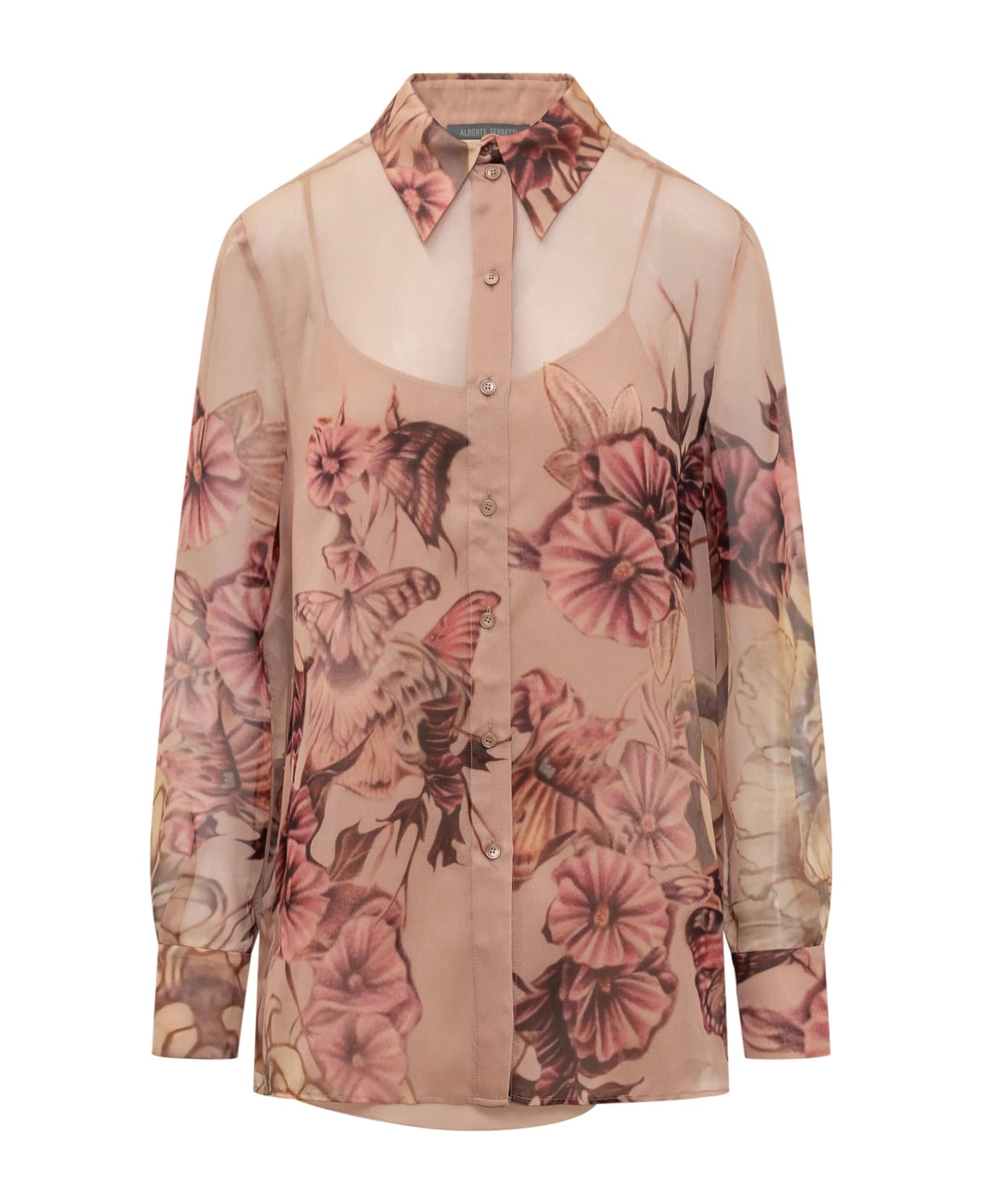 Alberta Ferretti Silk Long-sleeved With Floral Print - FANTASIA ROSA