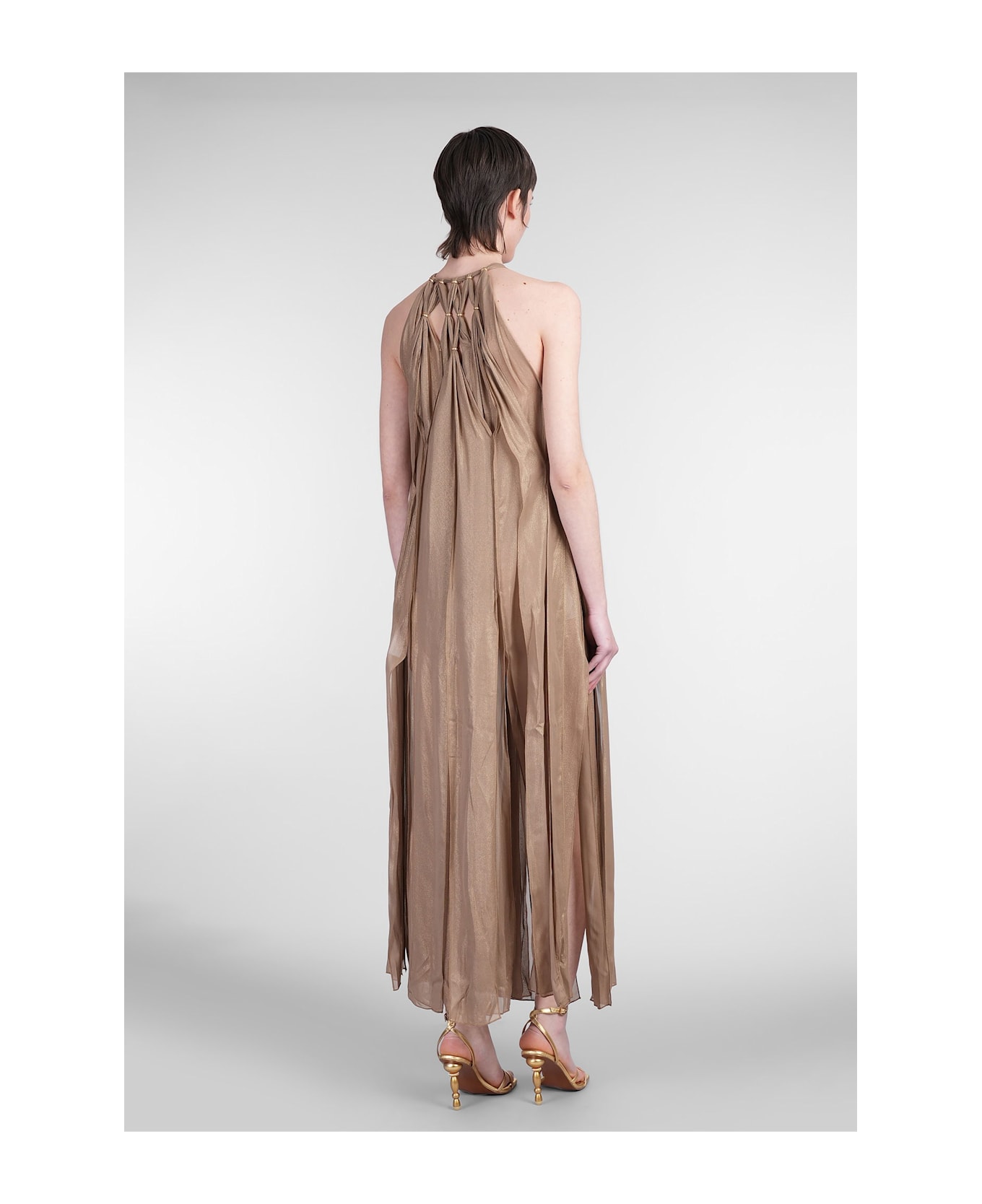 Cult Gaia Aditi Long Dress In Gold Silk - gold