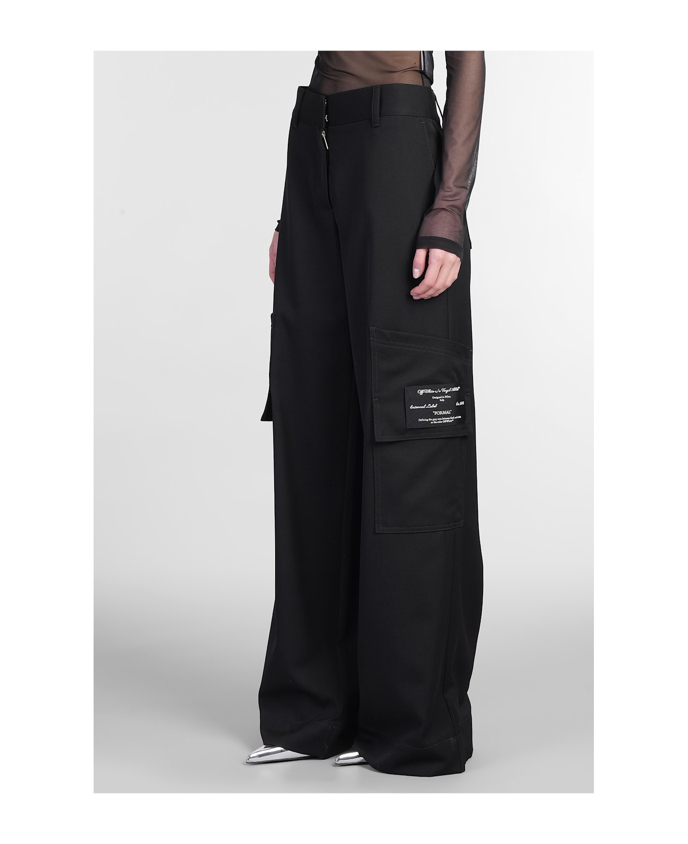 Off-White Pants In Black Wool - black