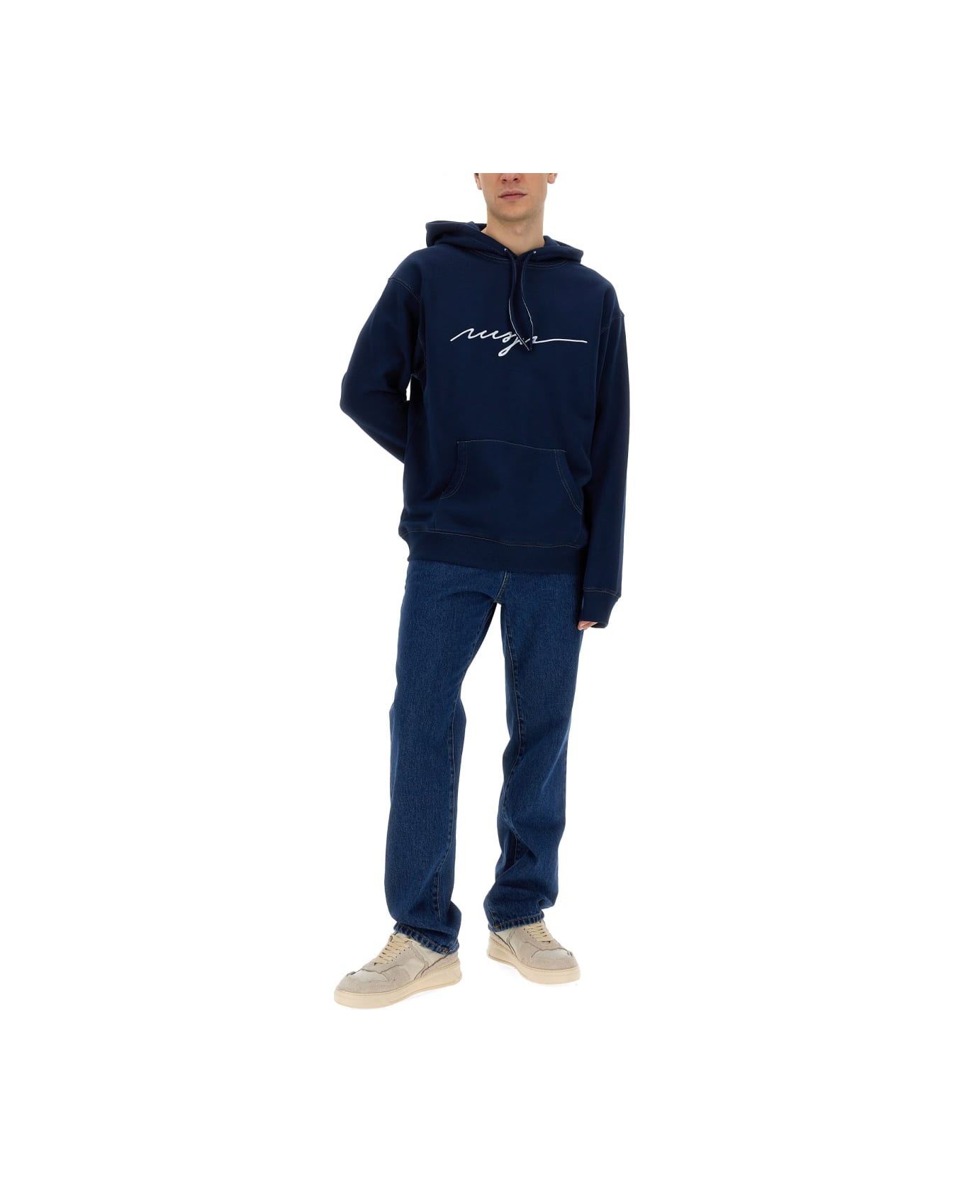 MSGM Sweatshirt With Cursive Logo - Blue フリース