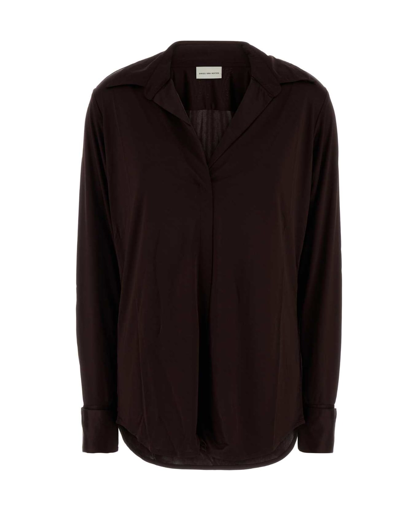 Dries Van Noten Grape Viscose Hulindra Shirt - BURGUNDY