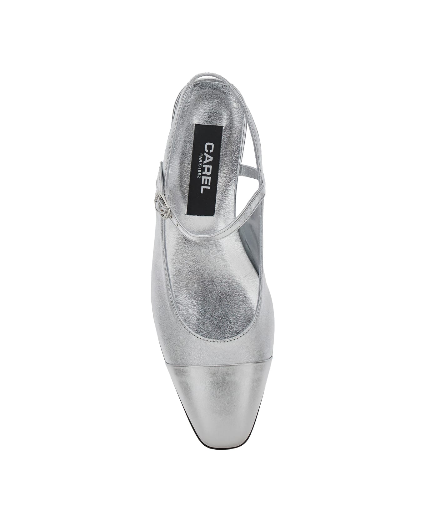 Carel 
oceano
 Silver Colored Slingback Ballet Shoes With Contrasting Toe In Leather Woman - Metallic