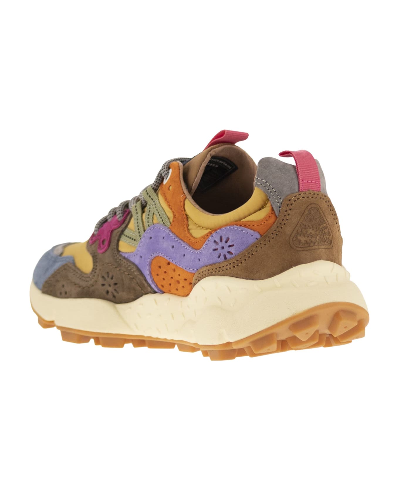 Flower Mountain Yamano 3 - Sneakers In Suede And Technical Fabric - Yellow/blue