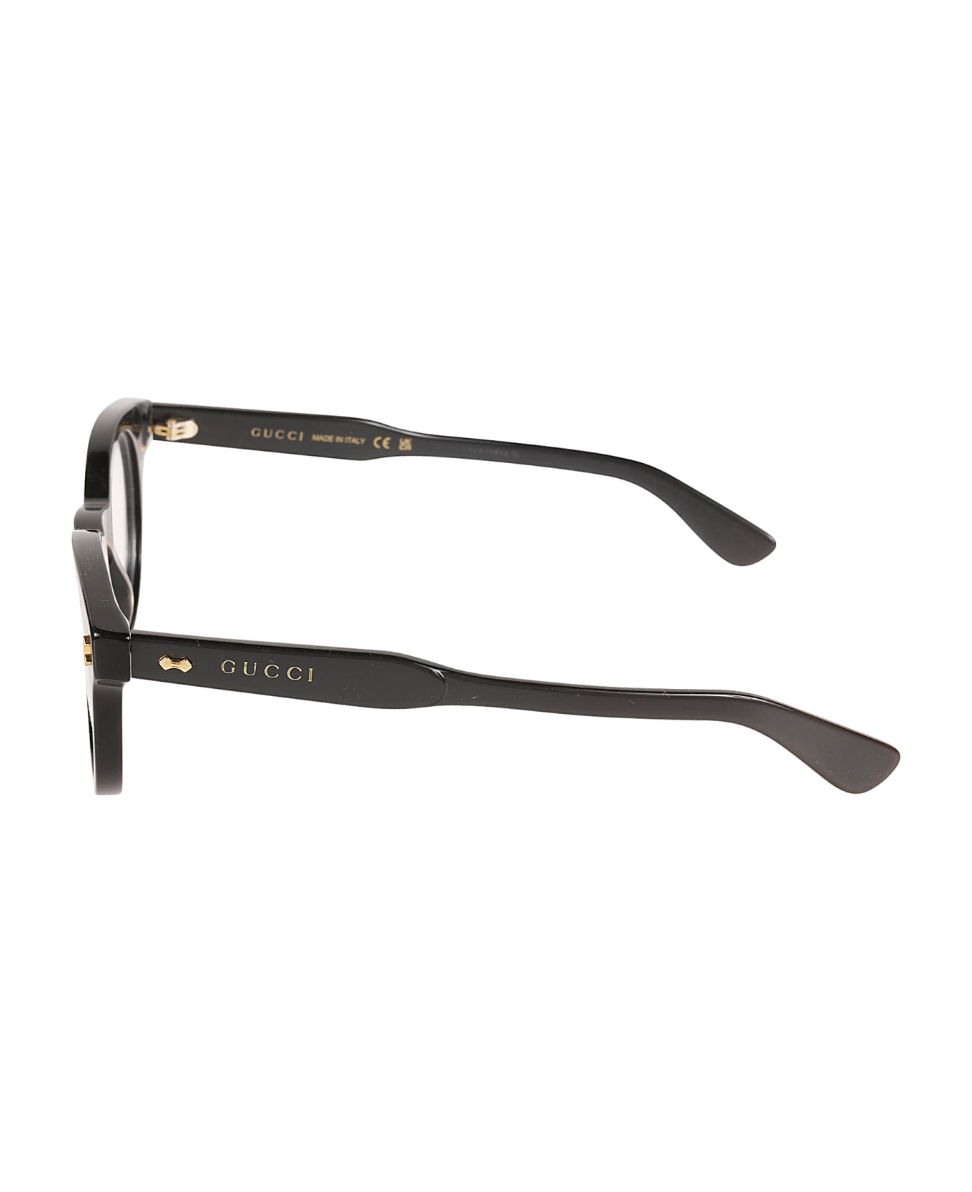 Gucci Eyewear Round Clear Lense Logo Glasses - 001 black black transpare