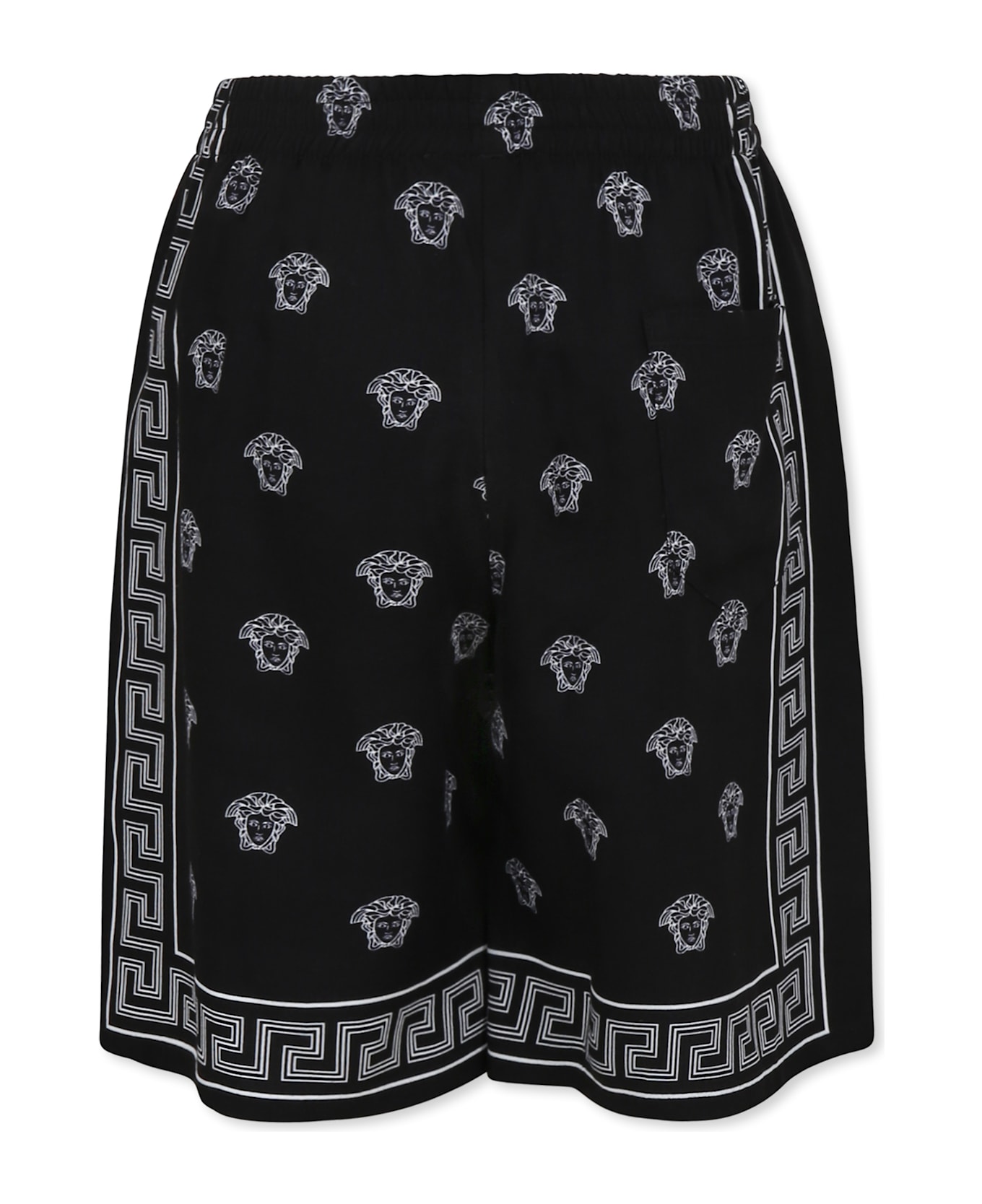 Versace Black Shorts For Boy With Medusa Bandana Print - Black