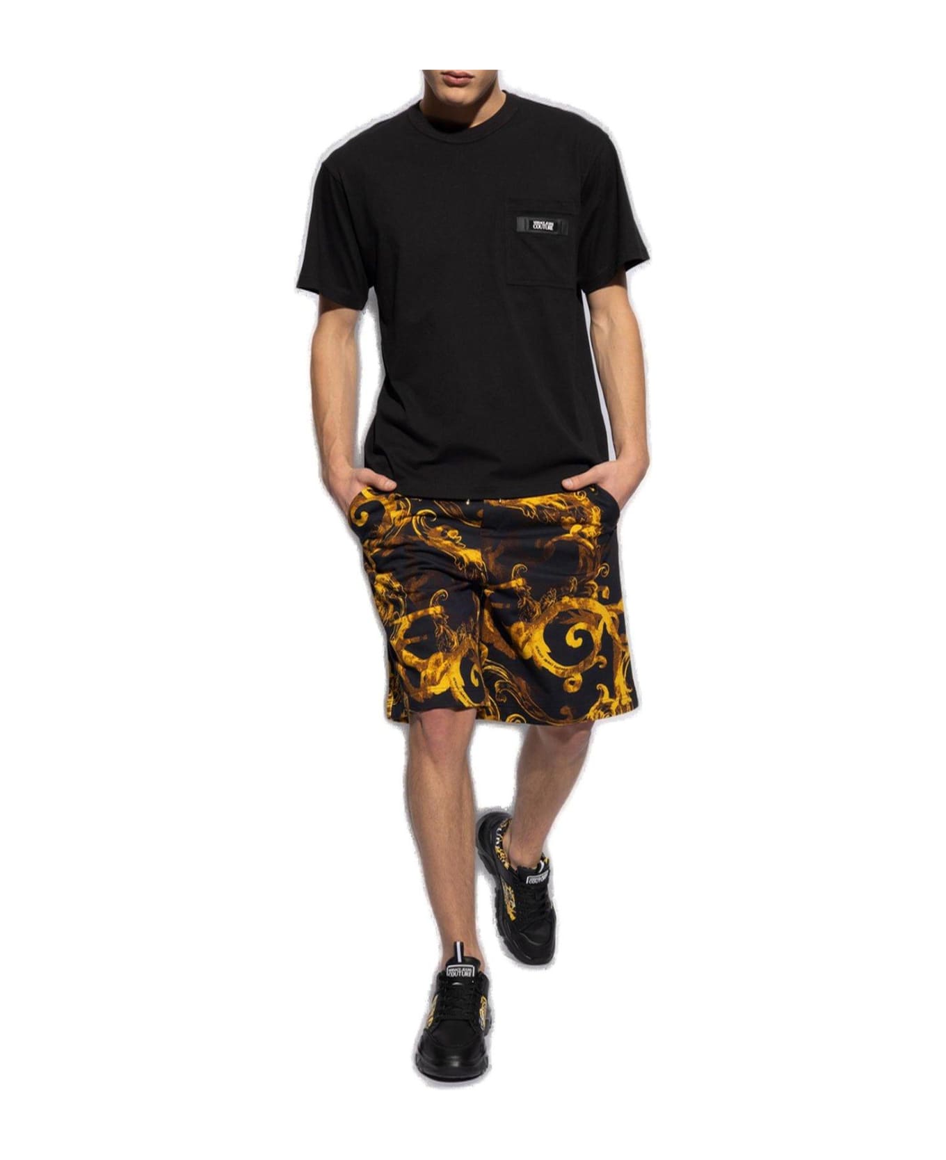 Versace Jeans Couture Barocco-printed Drawstring Track Shorts - Black