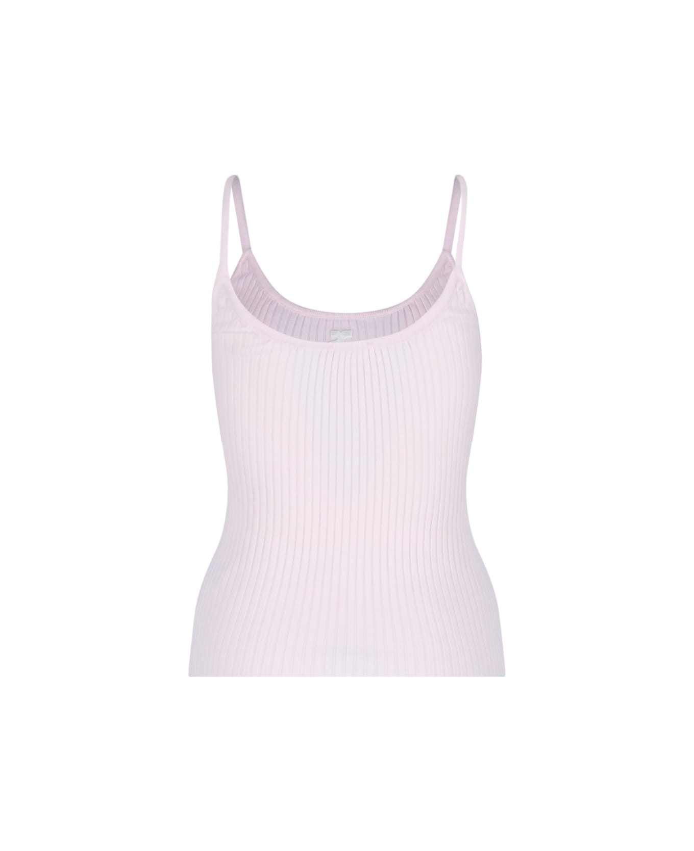 Courrèges Logo Ribbed Top - Pink タンクトップ