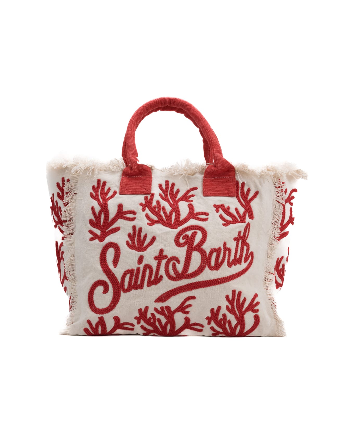 MC2 Saint Barth Vanity Rug Coral Bag - Bianco/rosso トートバッグ