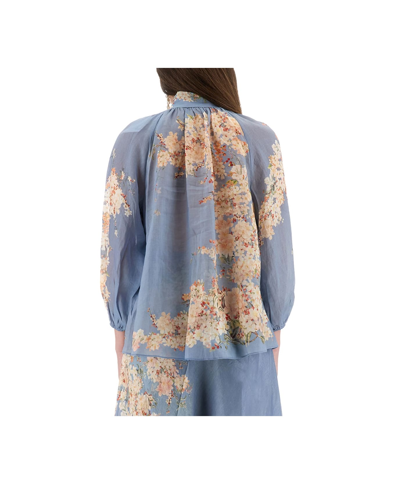 Zimmermann Blouse With Puff Sleeves "cascadian" - BABY BLUE