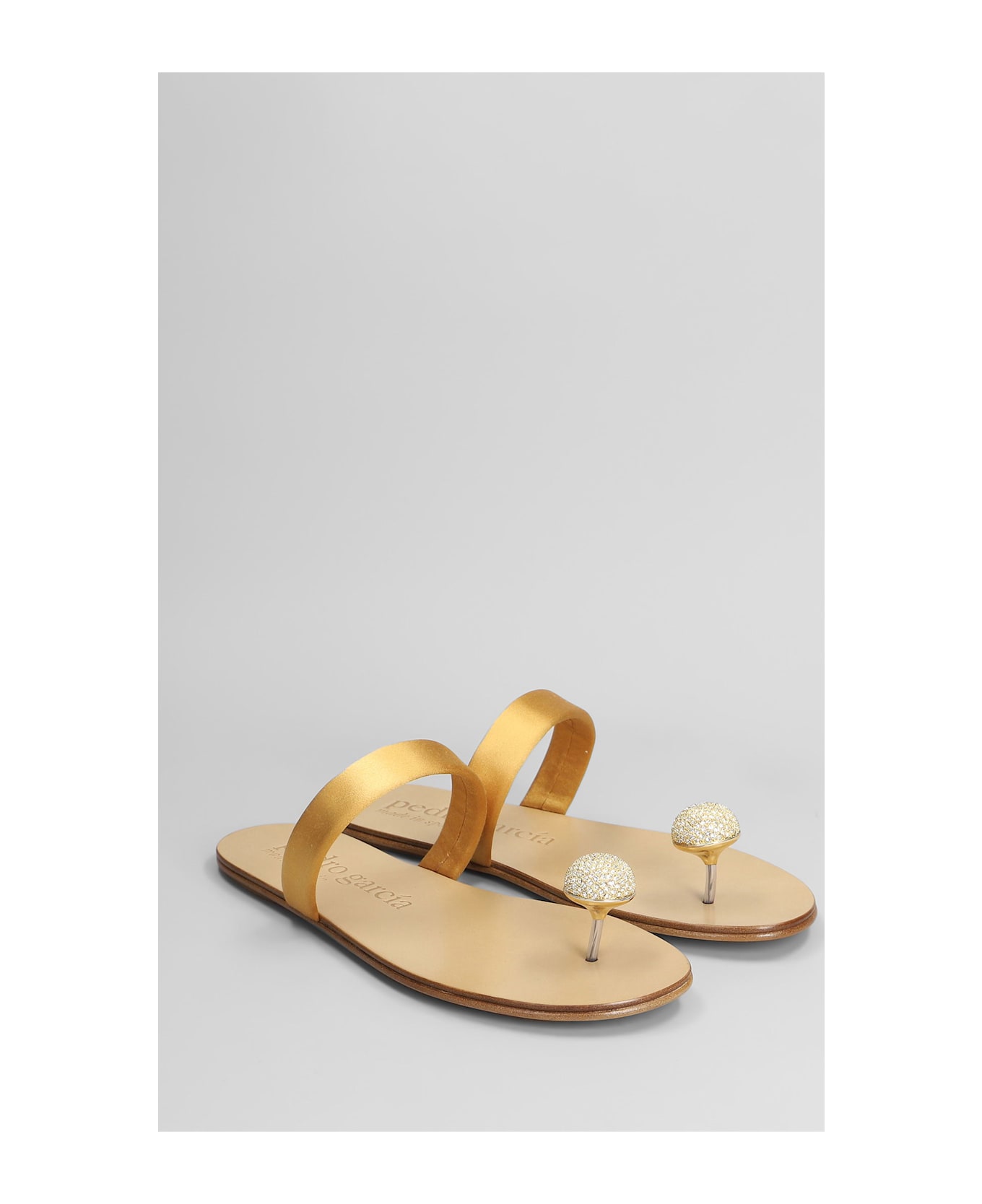 Pedro Garcia Pacha Flats In Gold Satin - gold