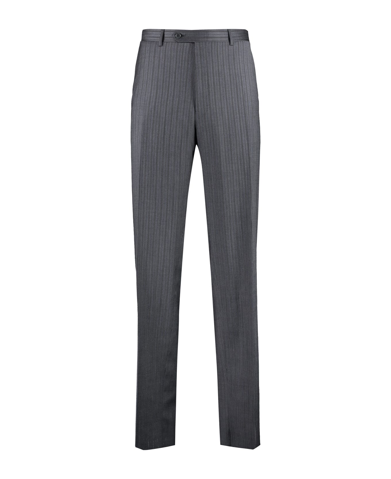 Canali Pin-striped Wool Tailored Trousers - grey