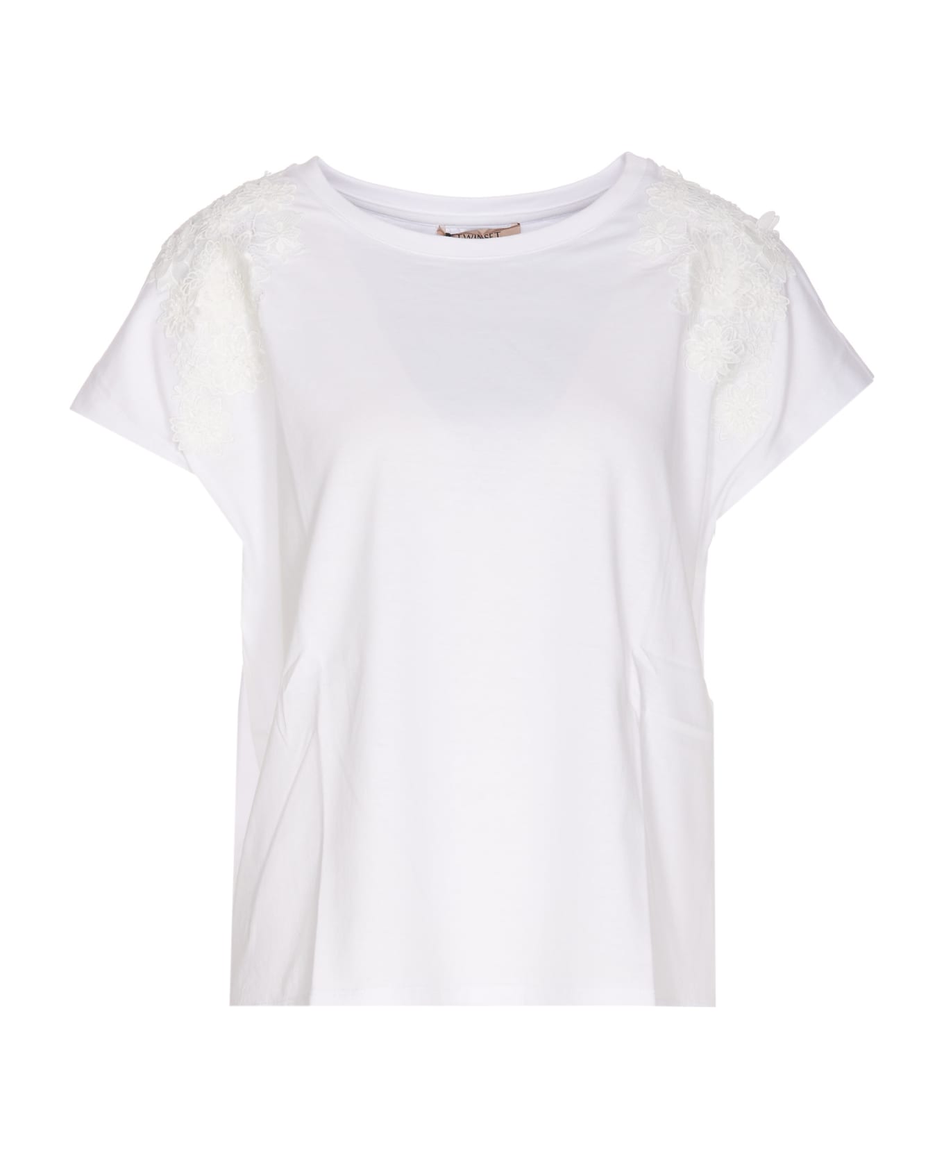 TwinSet T-shirt With Lace Details - Bianco Tシャツ