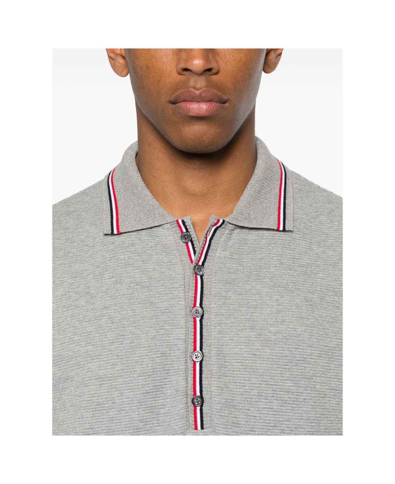 Thom Browne Rwb Cotton Polo Shirt - Light Grey
