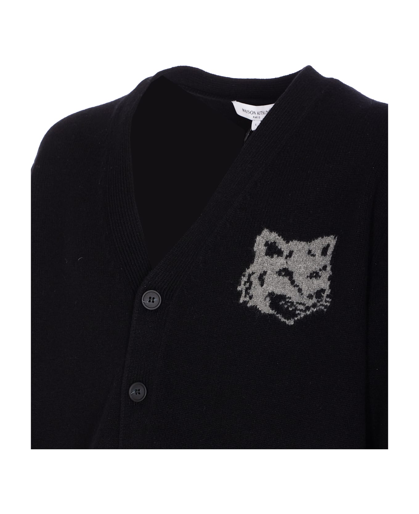 Maison Kitsuné Fox Head Cardigan - Black