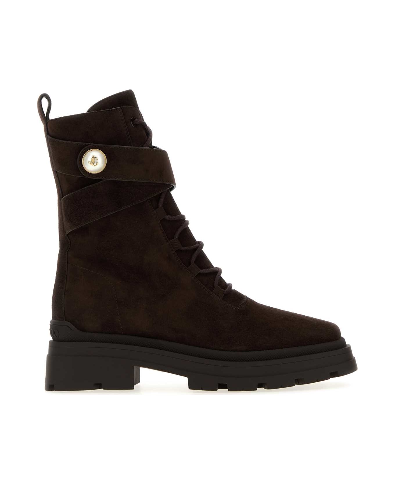 Jimmy Choo Dark Brown Suede Noemi Boots - CHOCOLATE