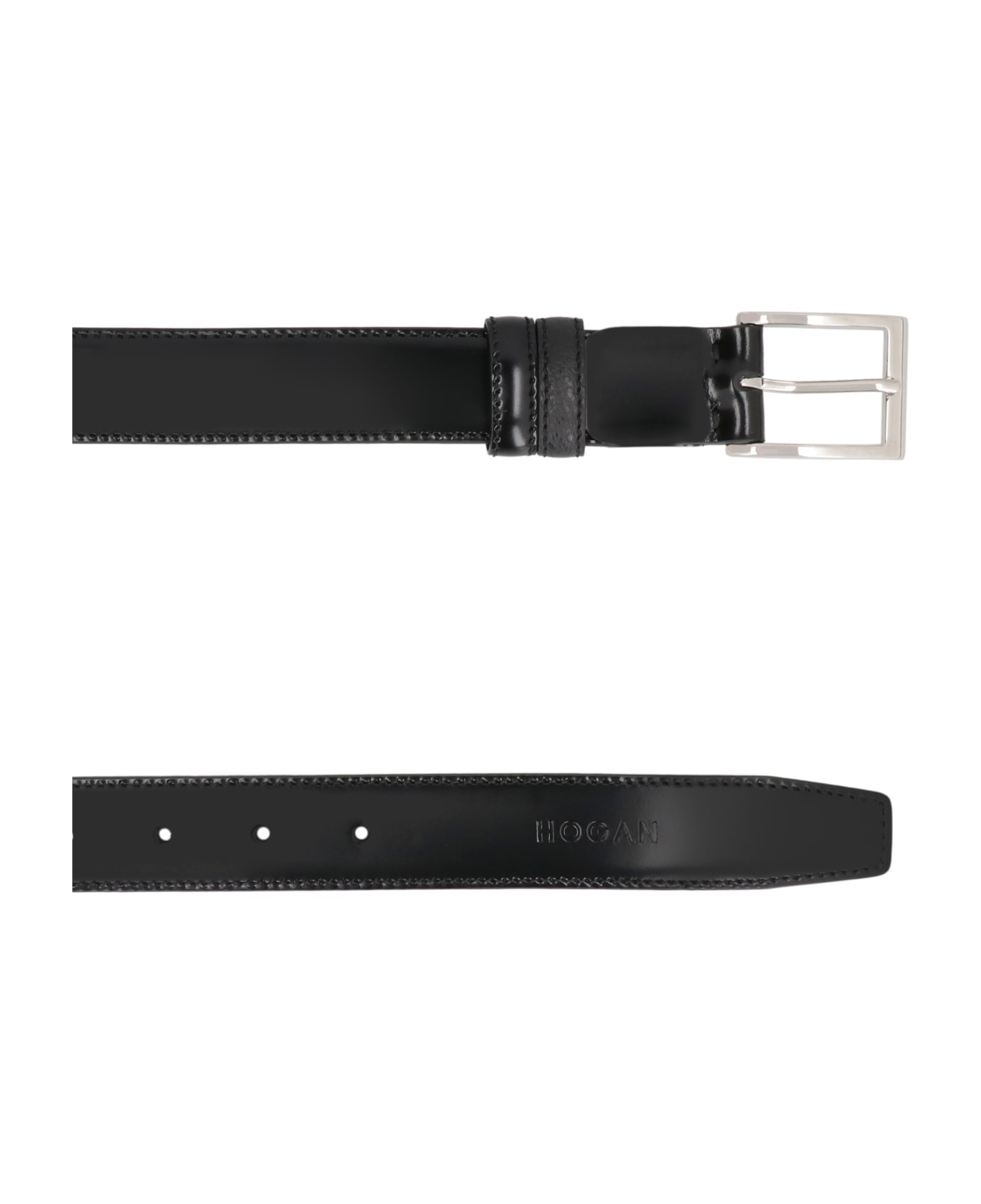 Hogan Black Leather Belt - Black