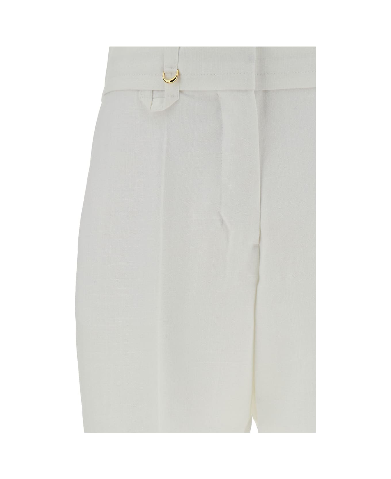 Jacquemus 'le Pantalon Tibau' Tailored High-waisted Pants In Cotton - White ボトムス